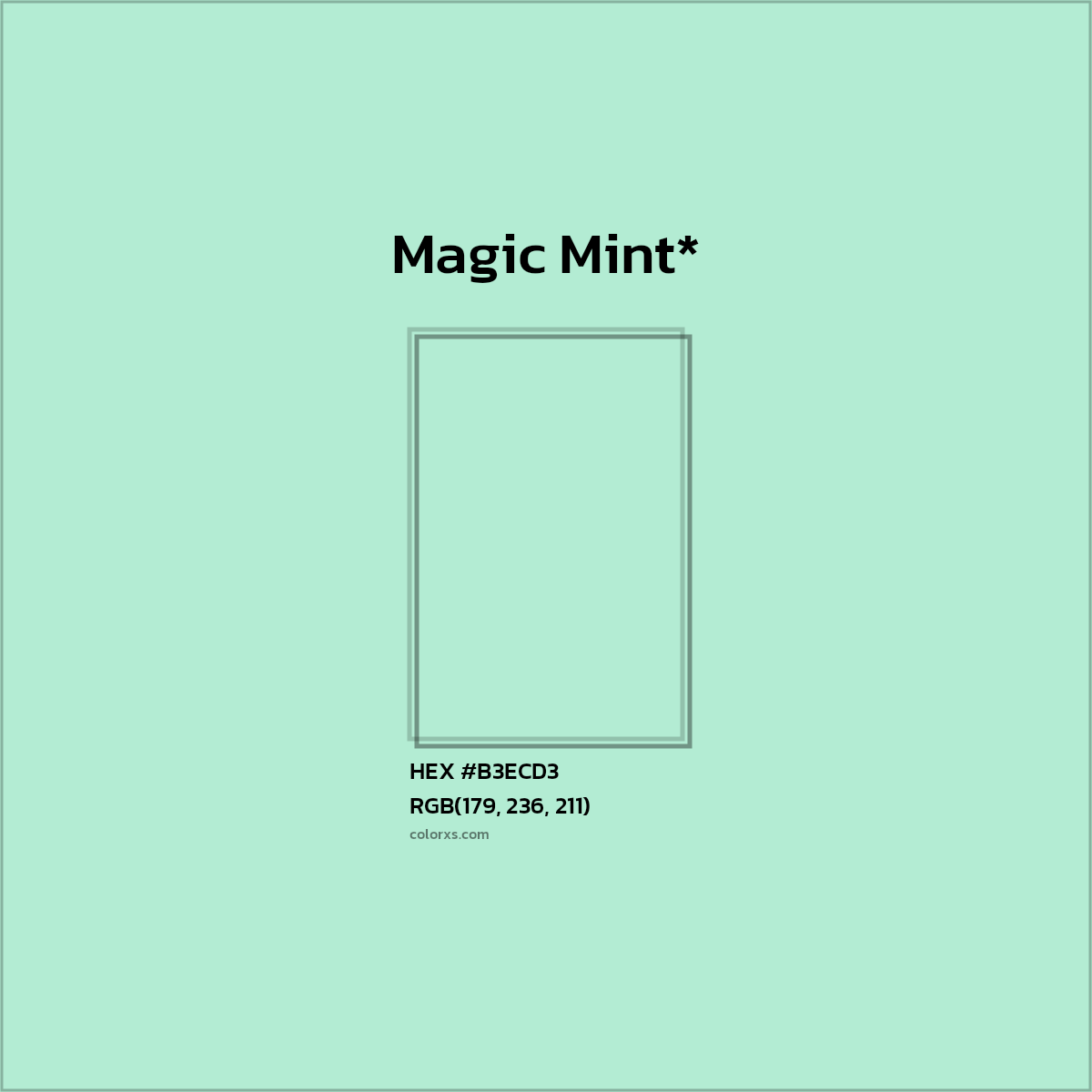 HEX #B3ECD3 Color Name, Color Code, Palettes, Similar Paints, Images