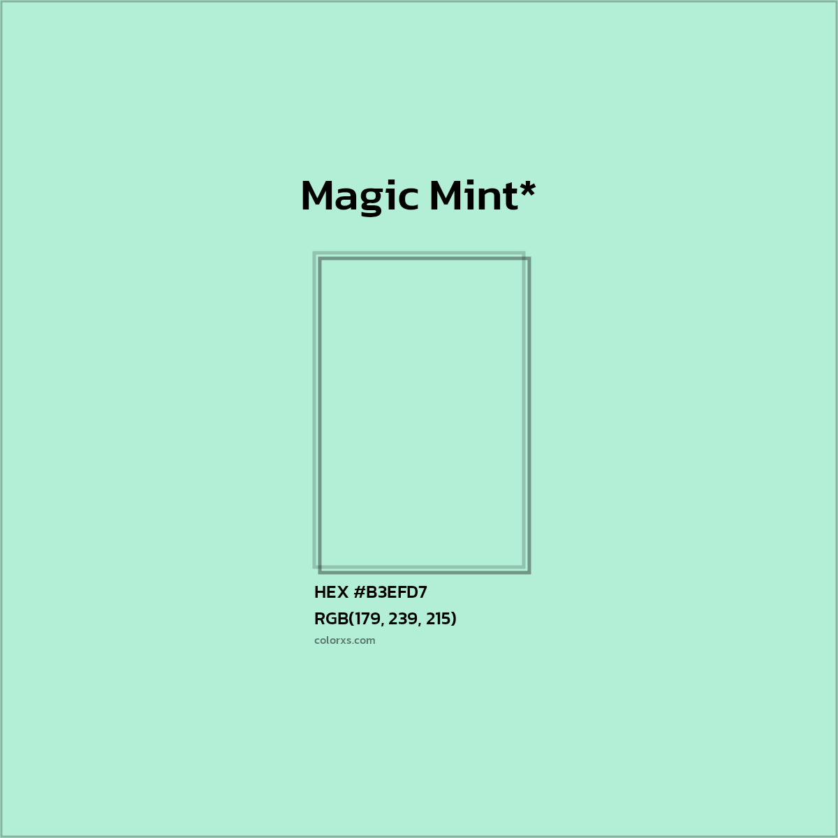 HEX #B3EFD7 Color Name, Color Code, Palettes, Similar Paints, Images