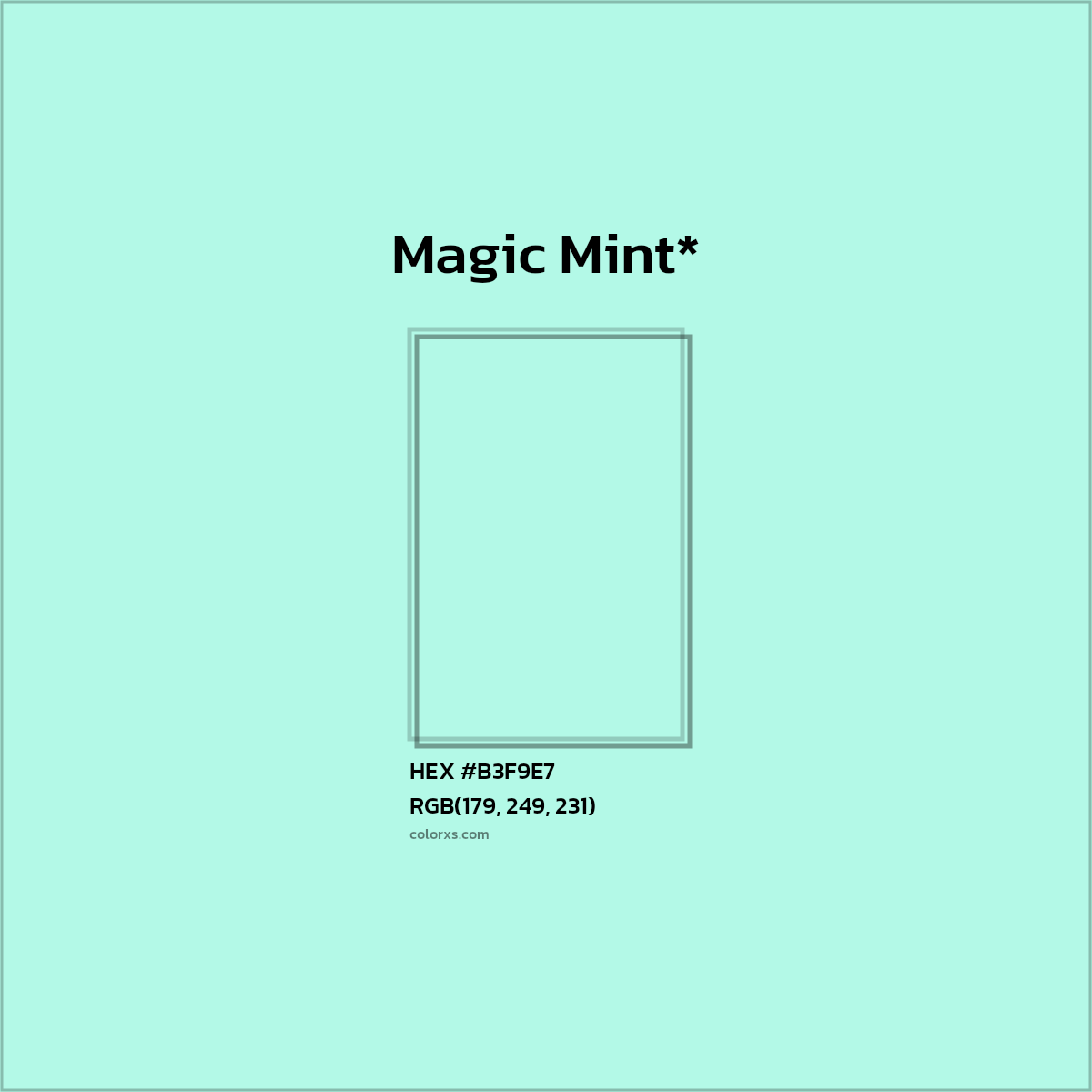 HEX #B3F9E7 Color Name, Color Code, Palettes, Similar Paints, Images