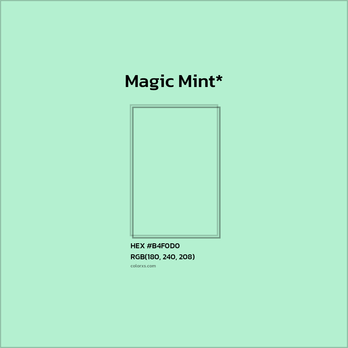 HEX #B4F0D0 Color Name, Color Code, Palettes, Similar Paints, Images