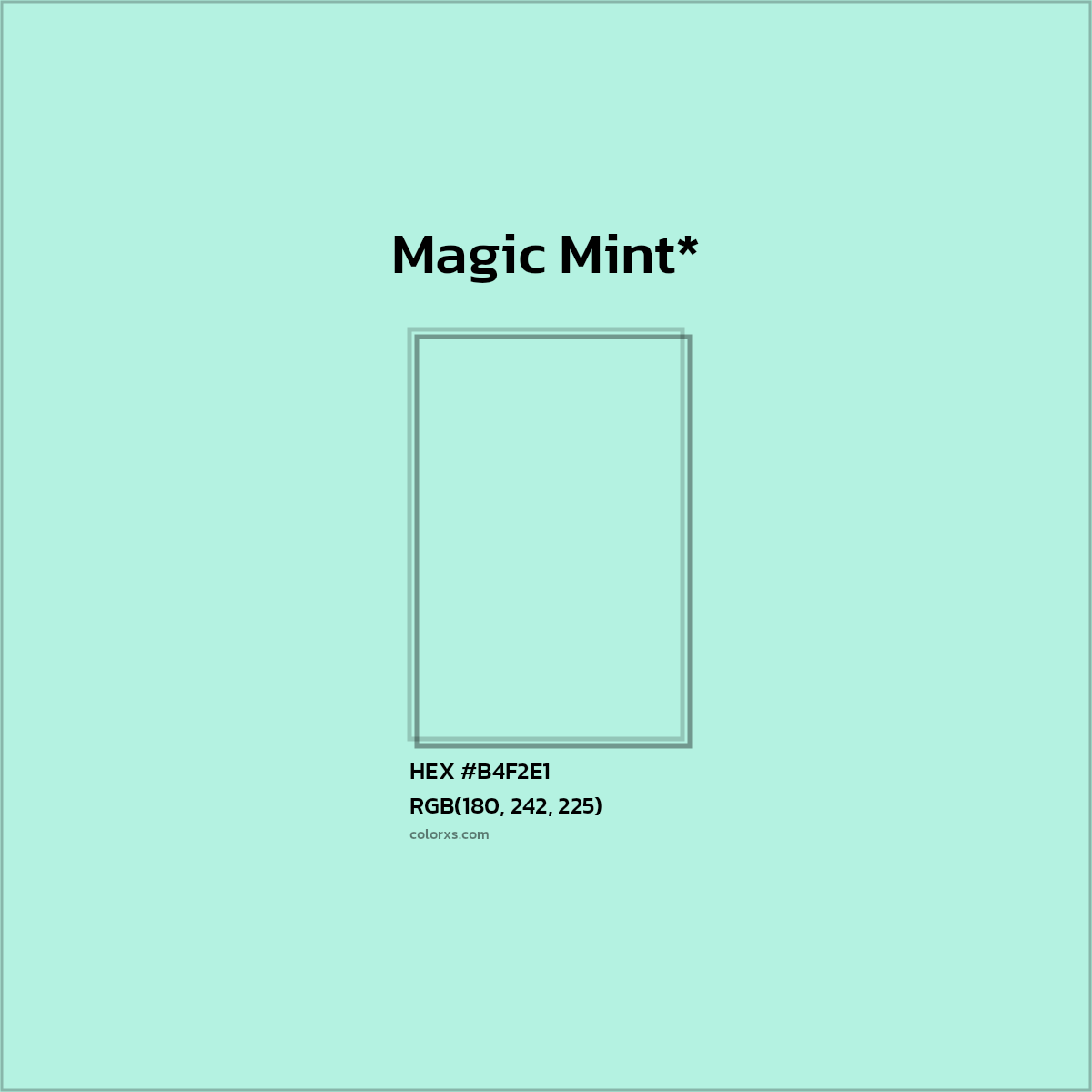 HEX #B4F2E1 Color Name, Color Code, Palettes, Similar Paints, Images