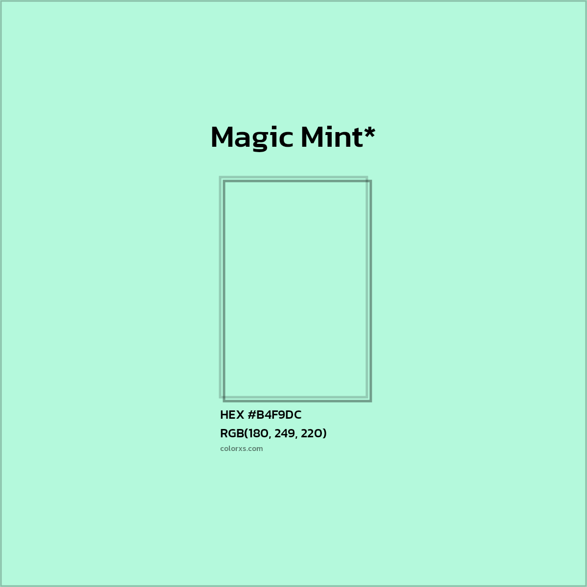 HEX #B4F9DC Color Name, Color Code, Palettes, Similar Paints, Images