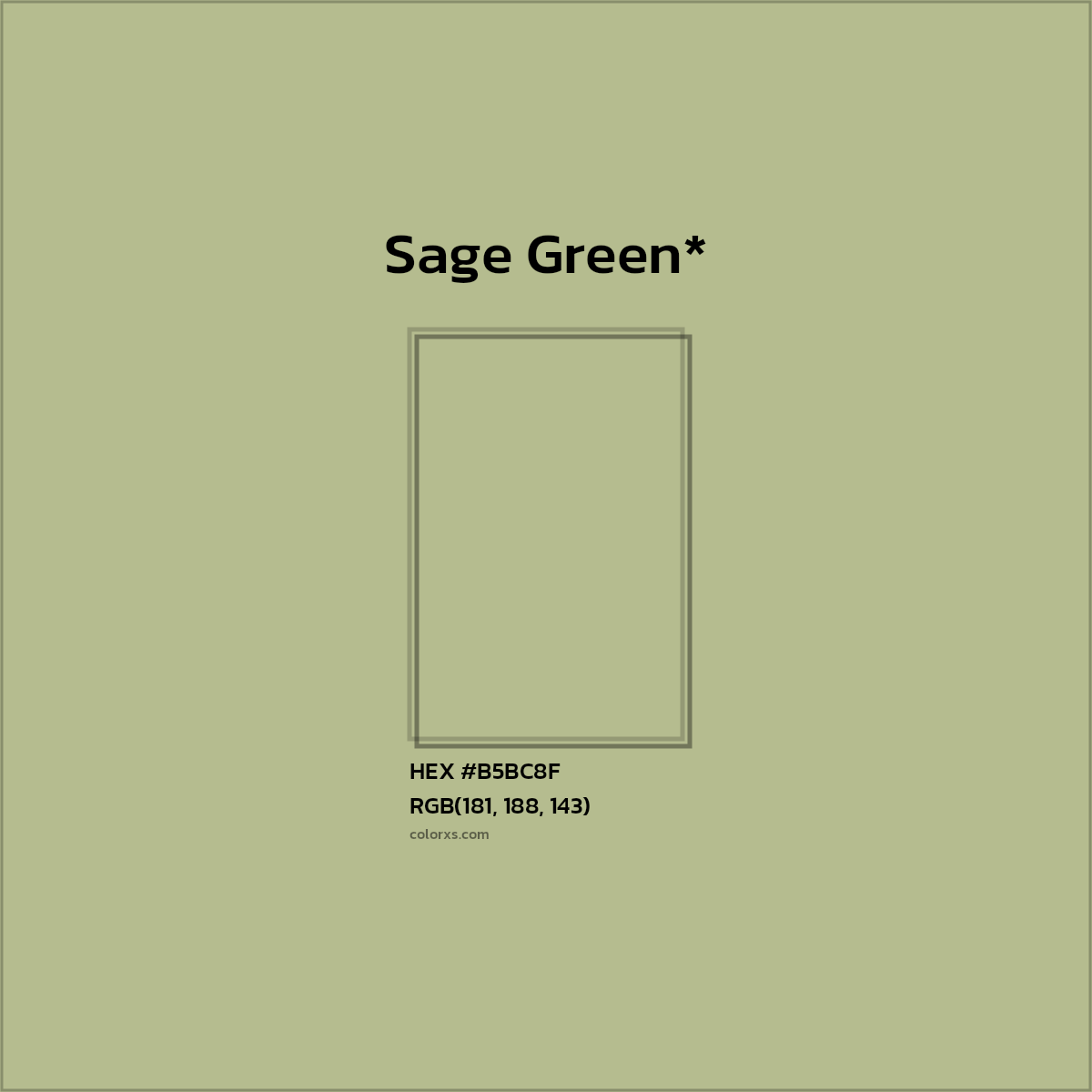 #B5BC8F hex color. RGB, RYB, CMYK, HSL, HSV codes and color conversions. Matching color names, palettes, paints.
