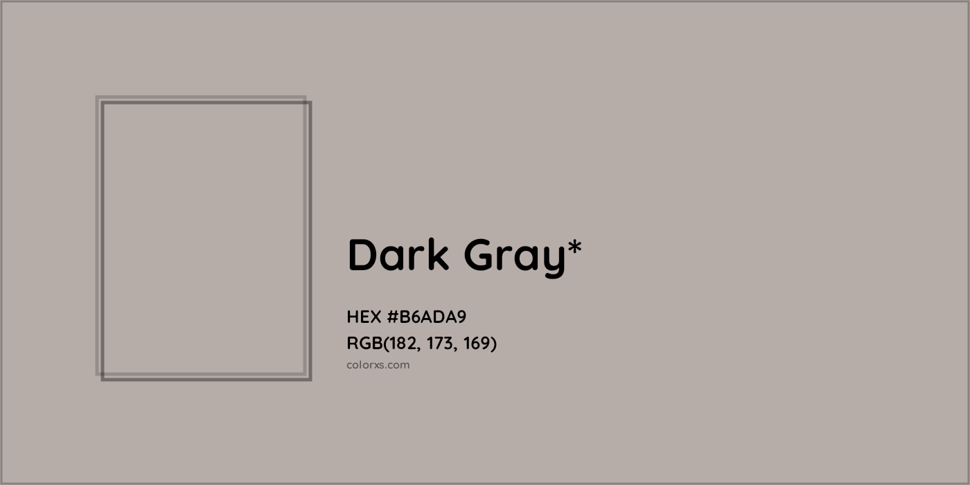 HEX #B6ADA9 Color Name, Color Code, Palettes, Similar Paints, Images
