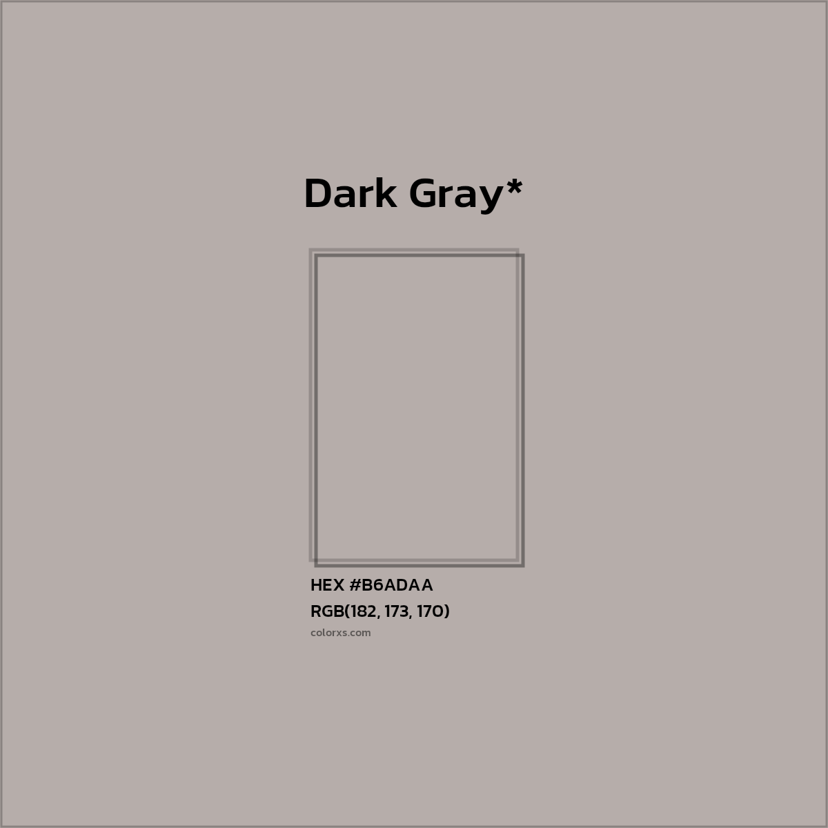 HEX #B6ADAA Color Name, Color Code, Palettes, Similar Paints, Images