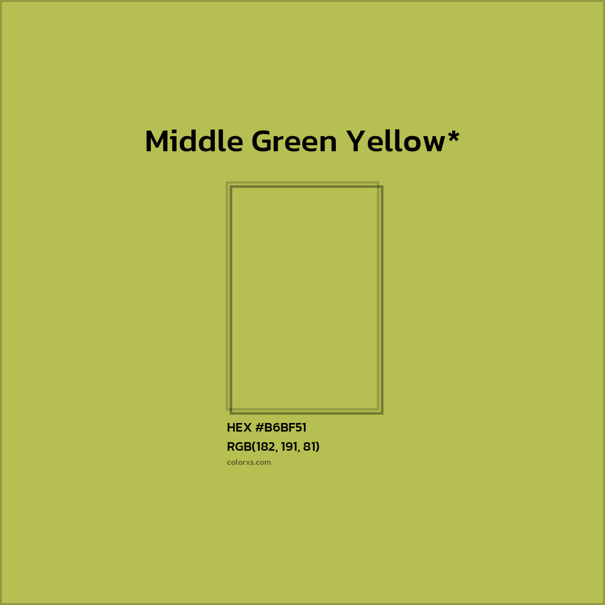 HEX #B6BF51 Color Name, Color Code, Palettes, Similar Paints, Images