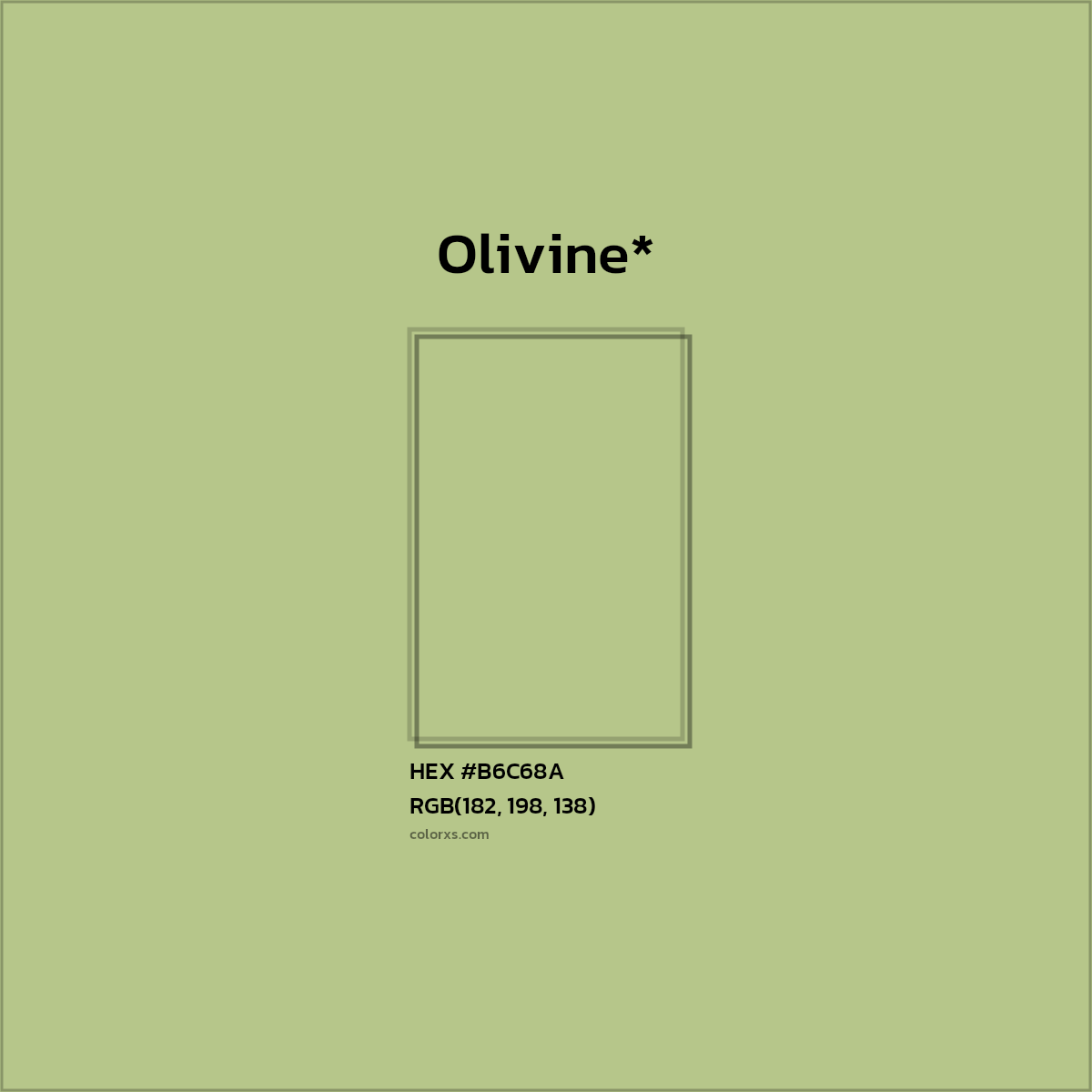 HEX #B6C68A Color Name, Color Code, Palettes, Similar Paints, Images