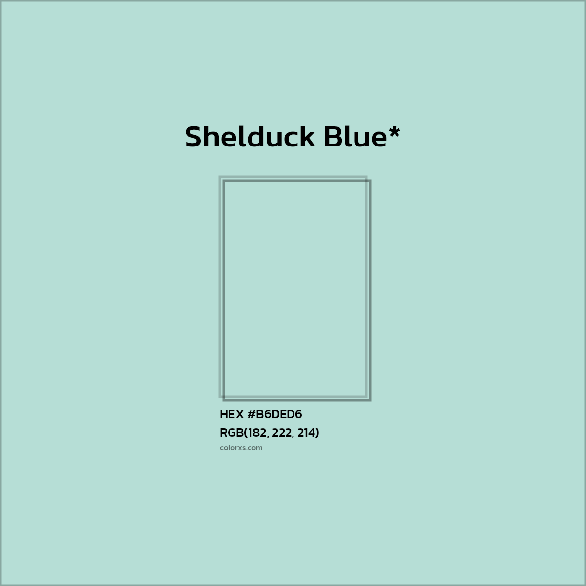 HEX #B6DED6 Color Name, Color Code, Palettes, Similar Paints, Images