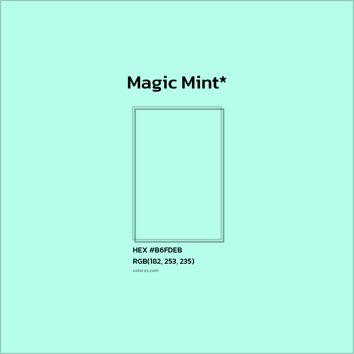 HEX #B6FDEB Color Name, Color Code, Palettes, Similar Paints, Images