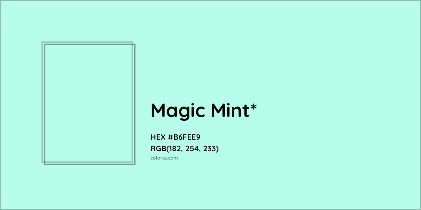 HEX #B6FEE9 Color Name, Color Code, Palettes, Similar Paints, Images
