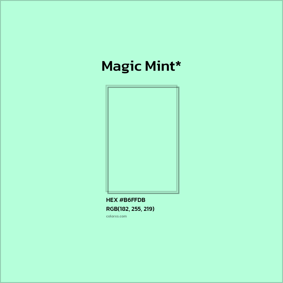 HEX #B6FFDB Color Name, Color Code, Palettes, Similar Paints, Images