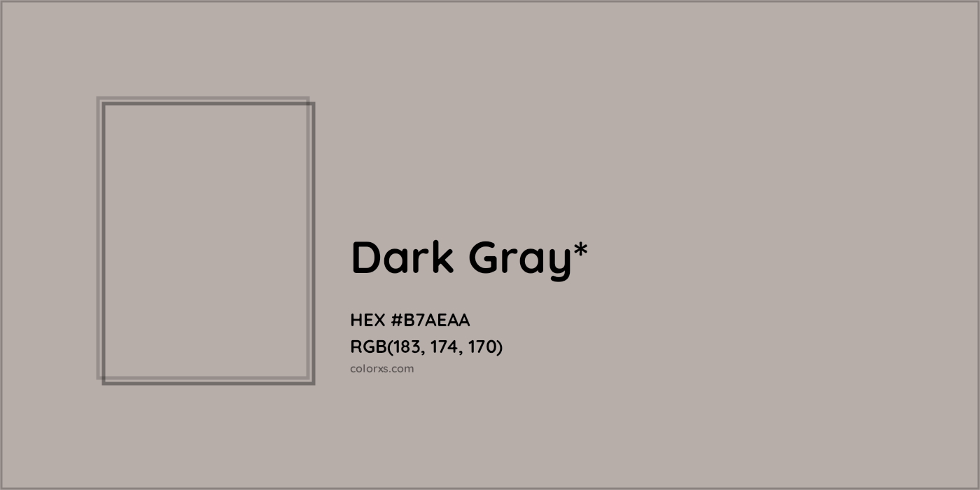 HEX #B7AEAA Color Name, Color Code, Palettes, Similar Paints, Images