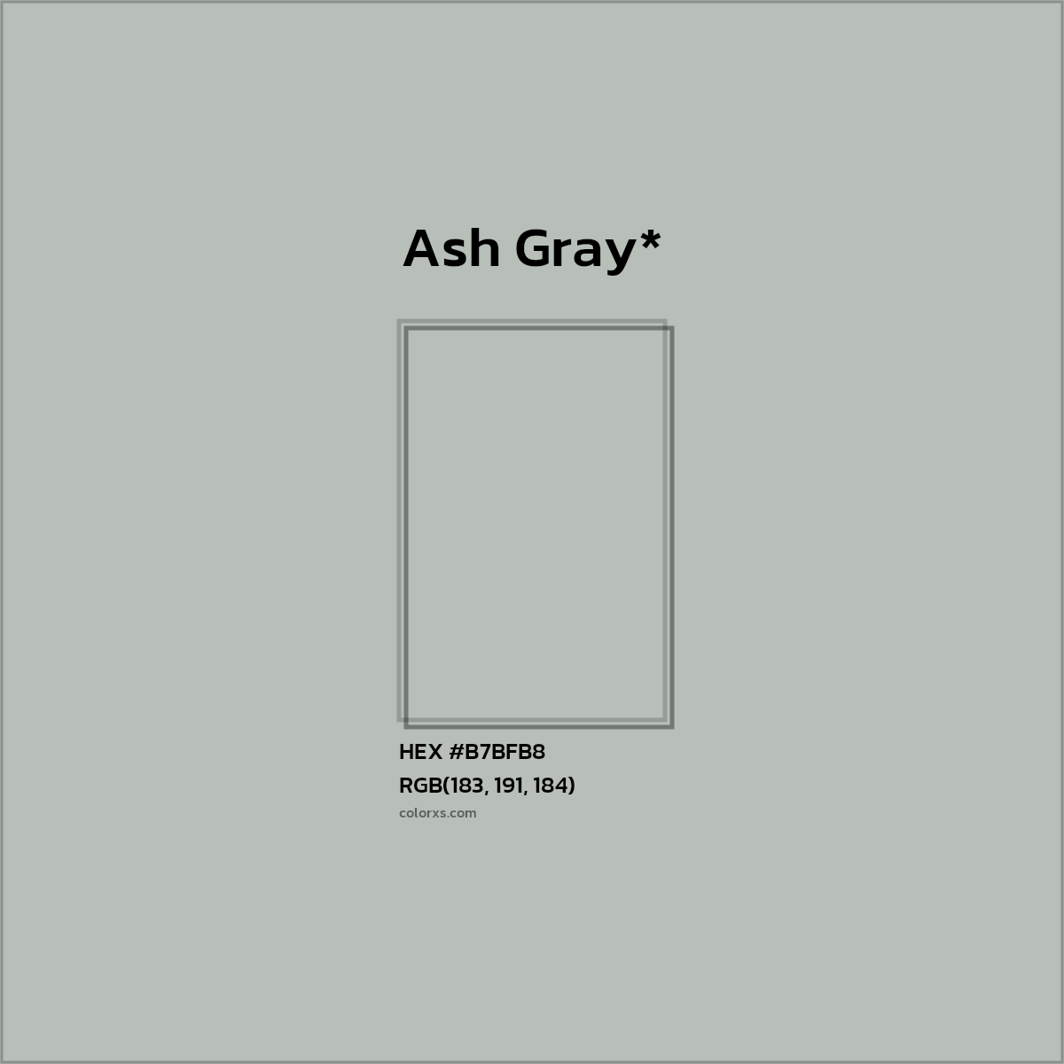 HEX #B7BFB8 Color Name, Color Code, Palettes, Similar Paints, Images