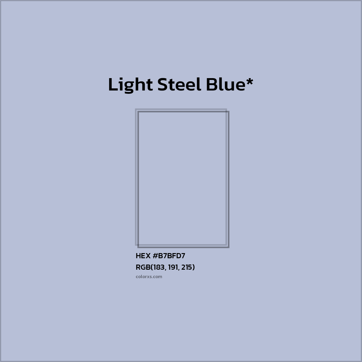 HEX #B7BFD7 Color Name, Color Code, Palettes, Similar Paints, Images