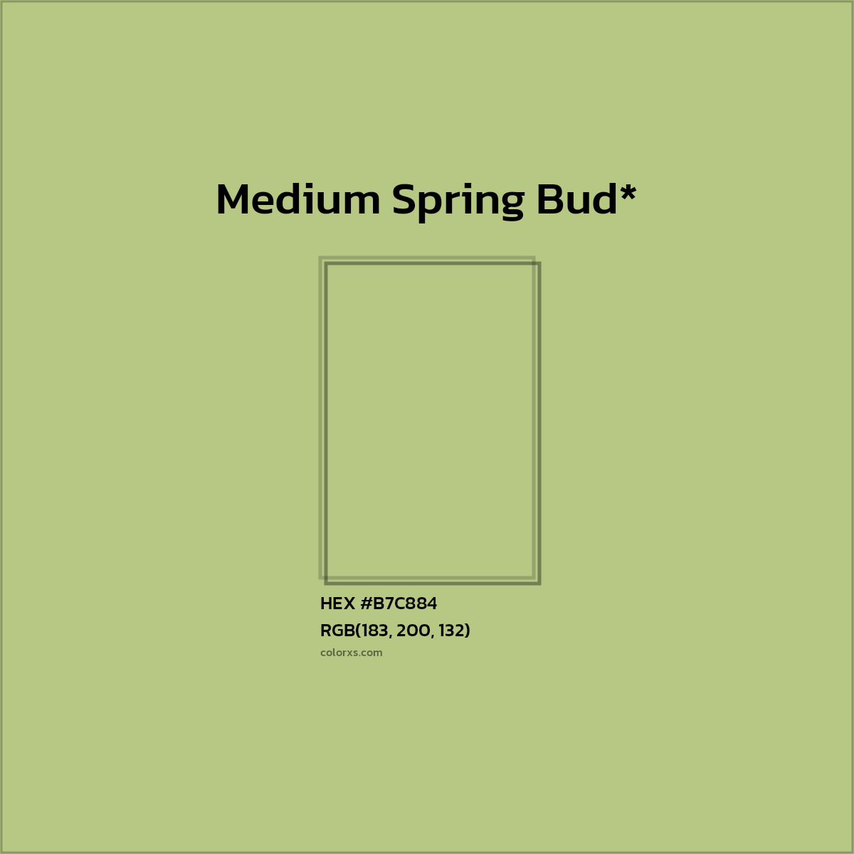 HEX #B7C884 Color Name, Color Code, Palettes, Similar Paints, Images