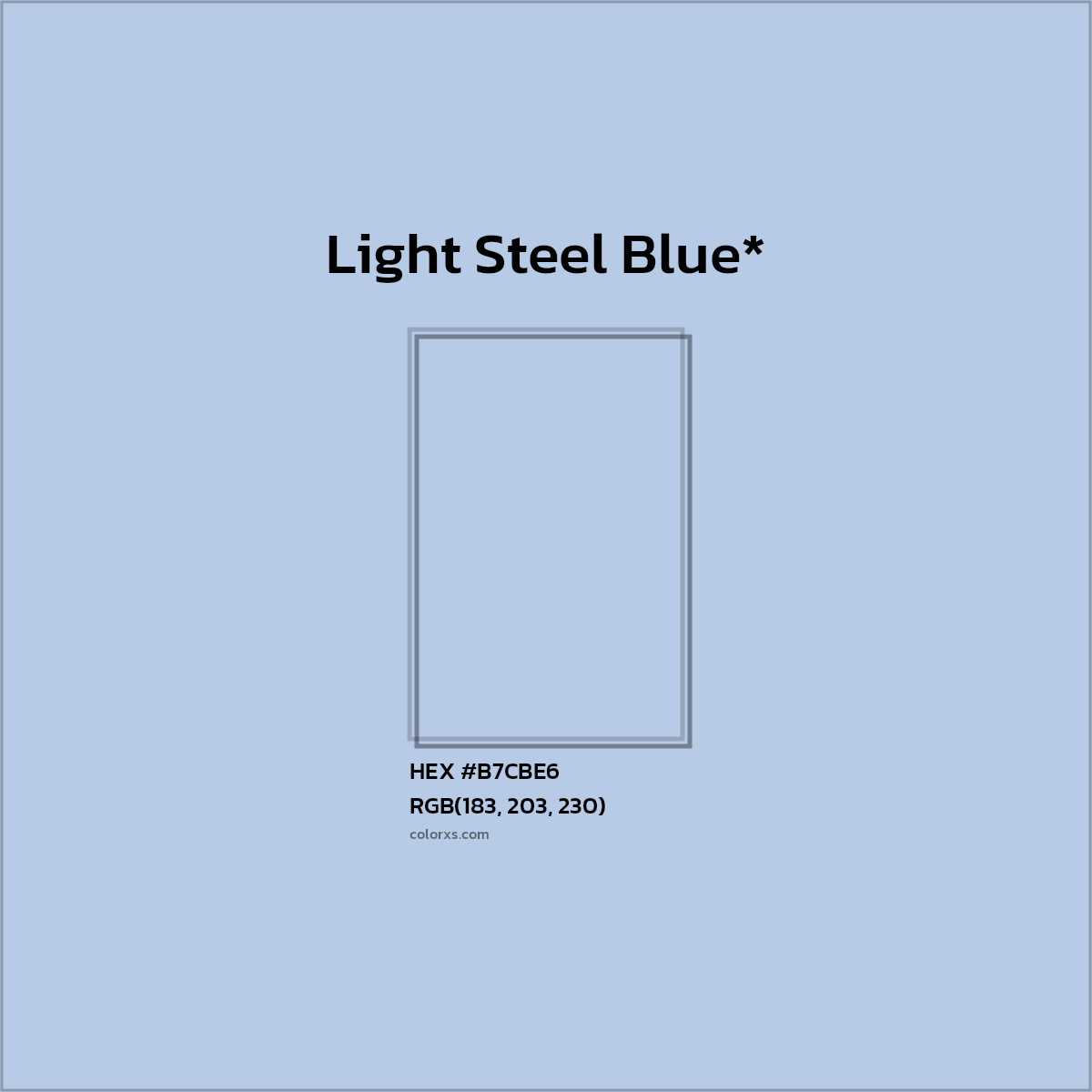 HEX #B7CBE6 Color Name, Color Code, Palettes, Similar Paints, Images
