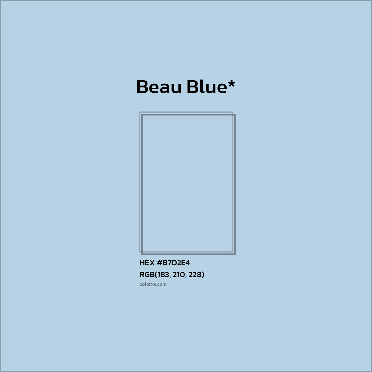 #B7D2E4 hex color. RGB, RYB, CMYK, HSL, HSV codes and color conversions. Matching color names, palettes, paints.