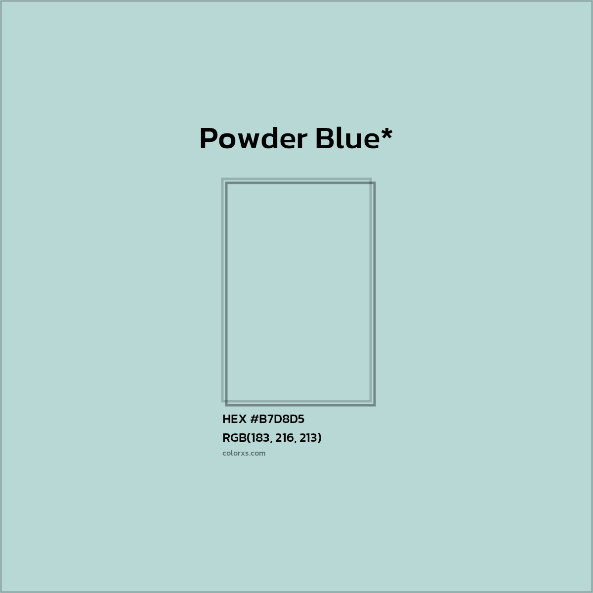 HEX #B7D8D5 Color Name, Color Code, Palettes, Similar Paints, Images