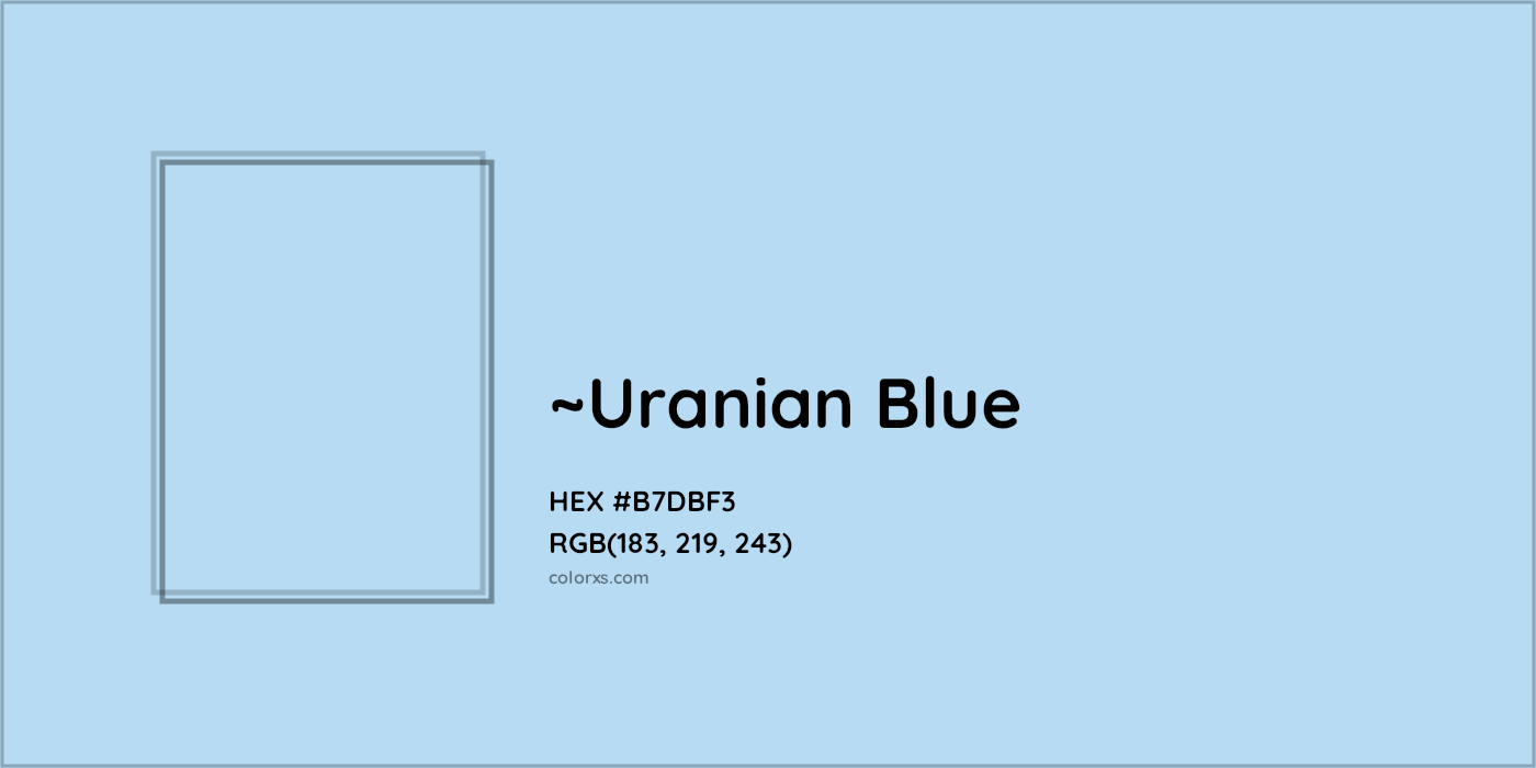 HEX #B7DBF3 Color Name, Color Code, Palettes, Similar Paints, Images