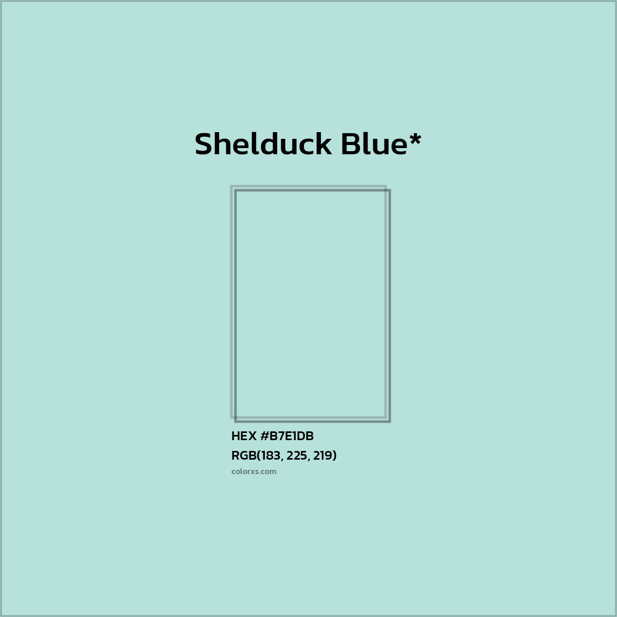 #B7E1DB hex color. RGB, RYB, CMYK, HSL, HSV codes and color conversions. Matching color names, palettes, paints.