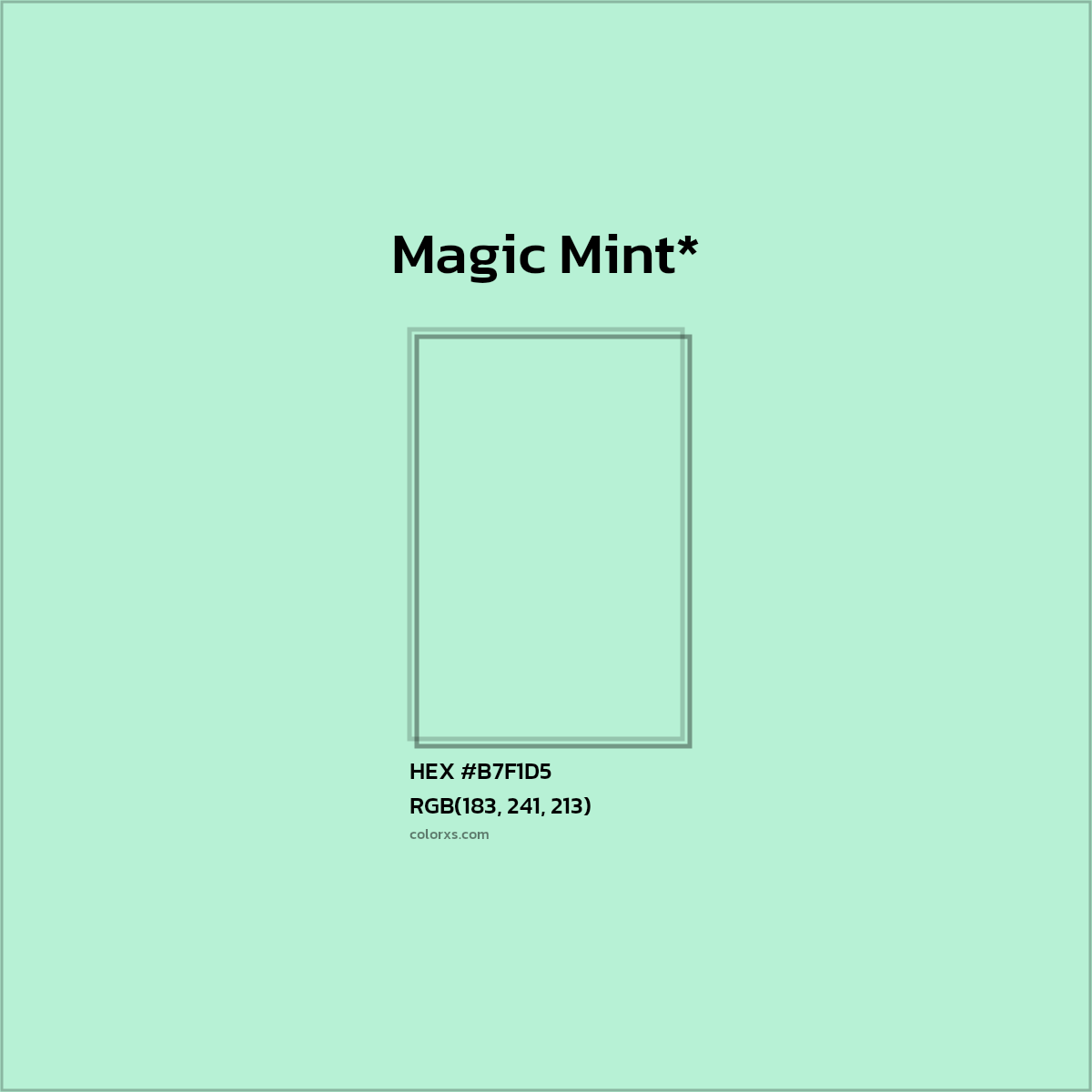 HEX #B7F1D5 Color Name, Color Code, Palettes, Similar Paints, Images