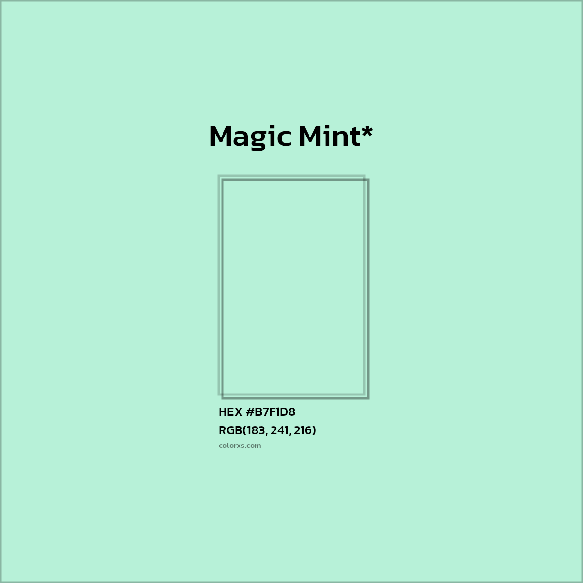 HEX #B7F1D8 Color Name, Color Code, Palettes, Similar Paints, Images