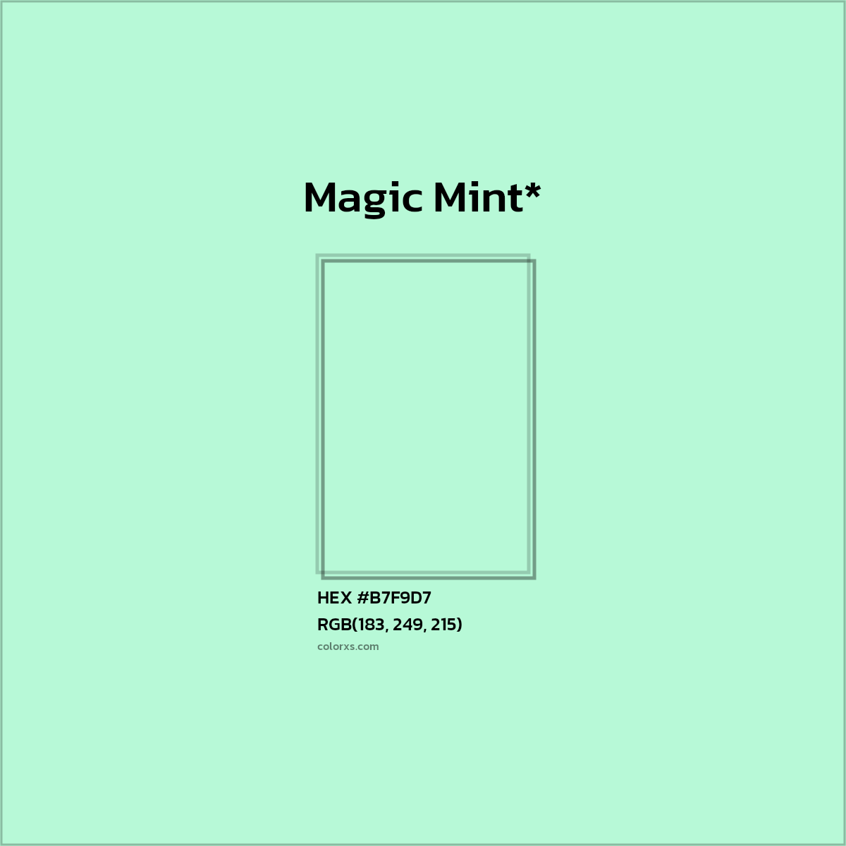 HEX #B7F9D7 Color Name, Color Code, Palettes, Similar Paints, Images