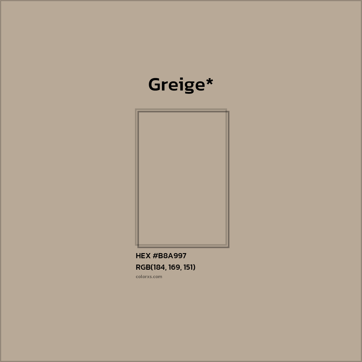 HEX #B8A997 Color Name, Color Code, Palettes, Similar Paints, Images