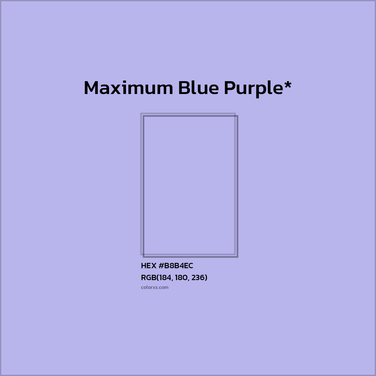 HEX #B8B4EC Color Name, Color Code, Palettes, Similar Paints, Images