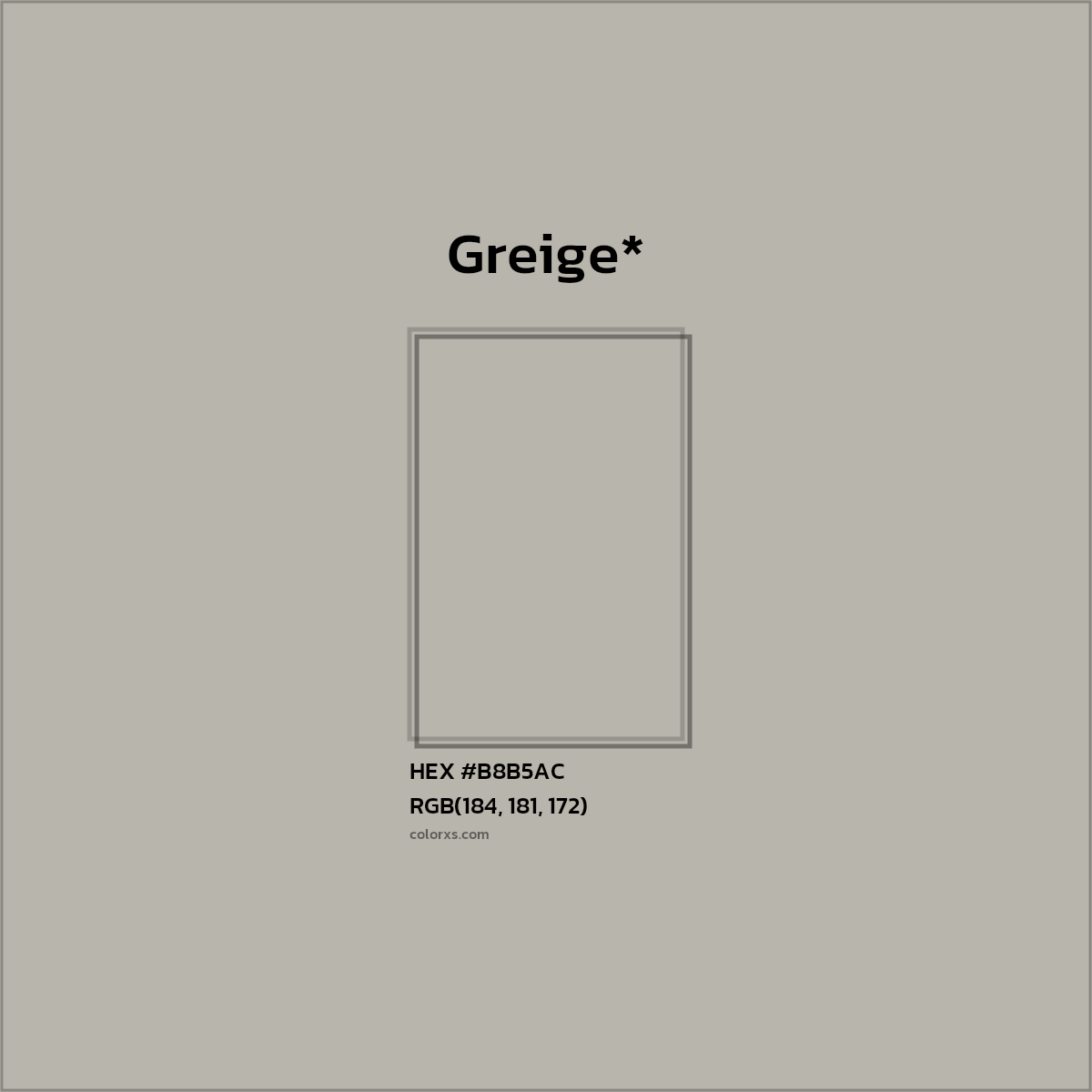 HEX #B8B5AC Color Name, Color Code, Palettes, Similar Paints, Images
