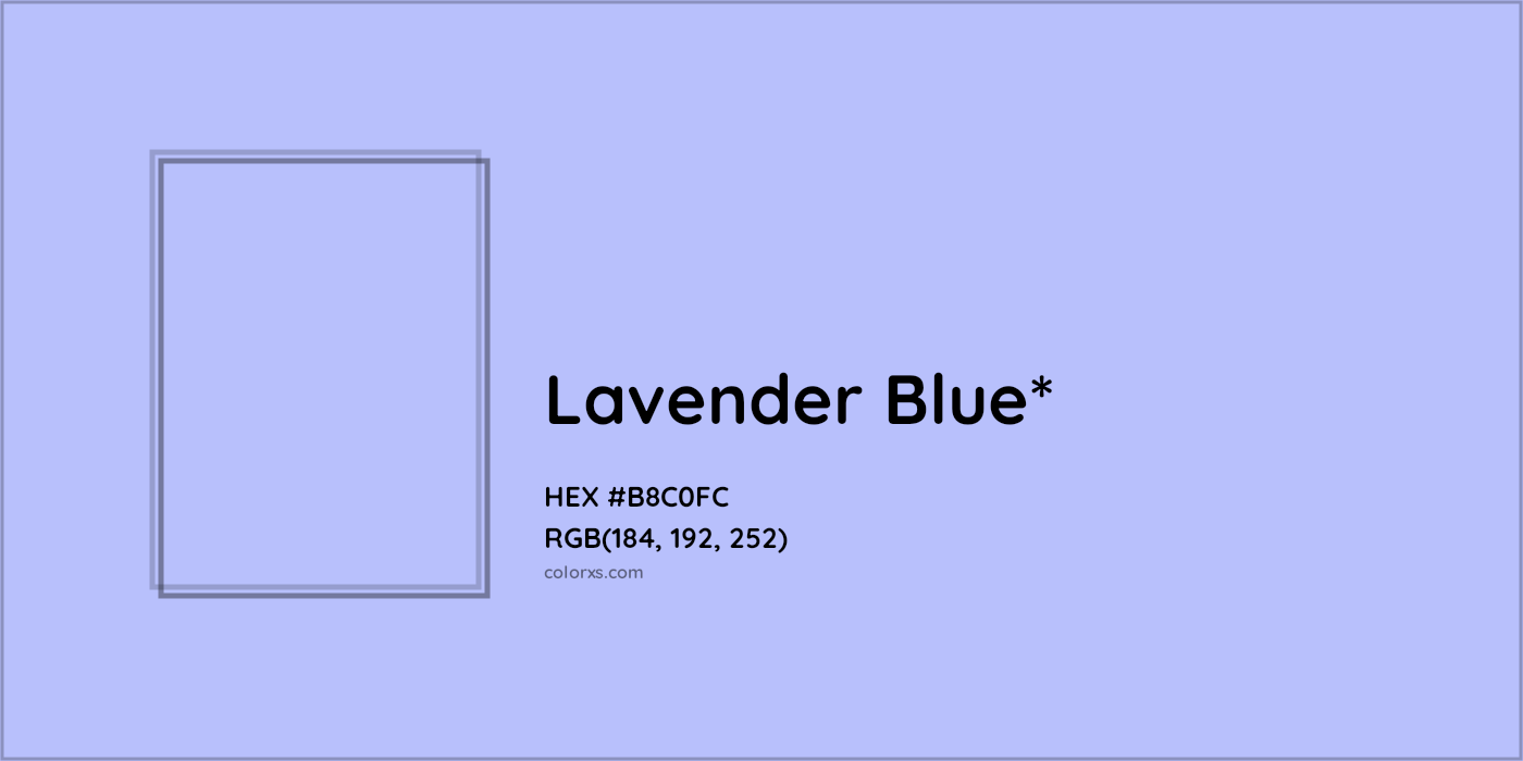 HEX #B8C0FC Color Name, Color Code, Palettes, Similar Paints, Images