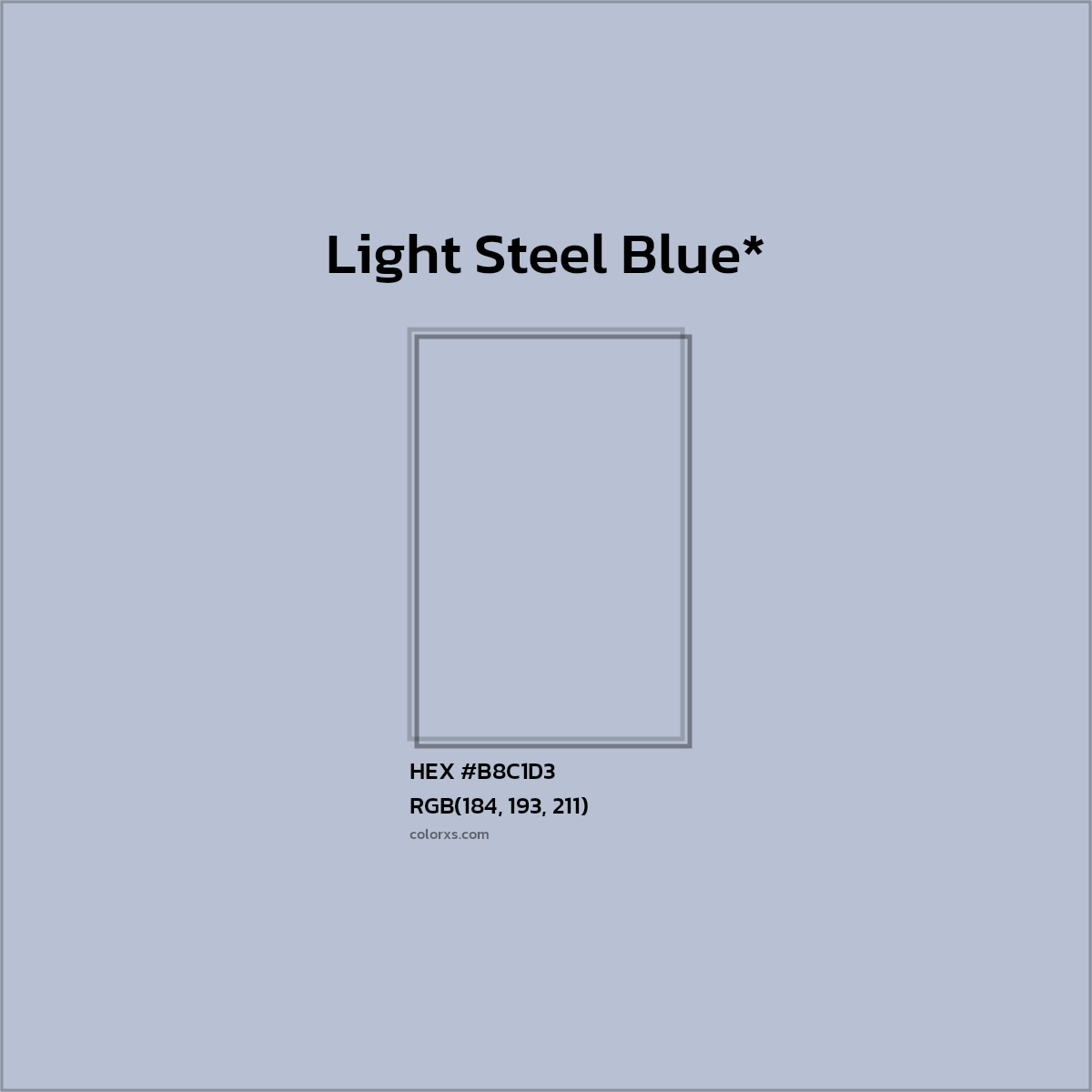 HEX #B8C1D3 Color Name, Color Code, Palettes, Similar Paints, Images