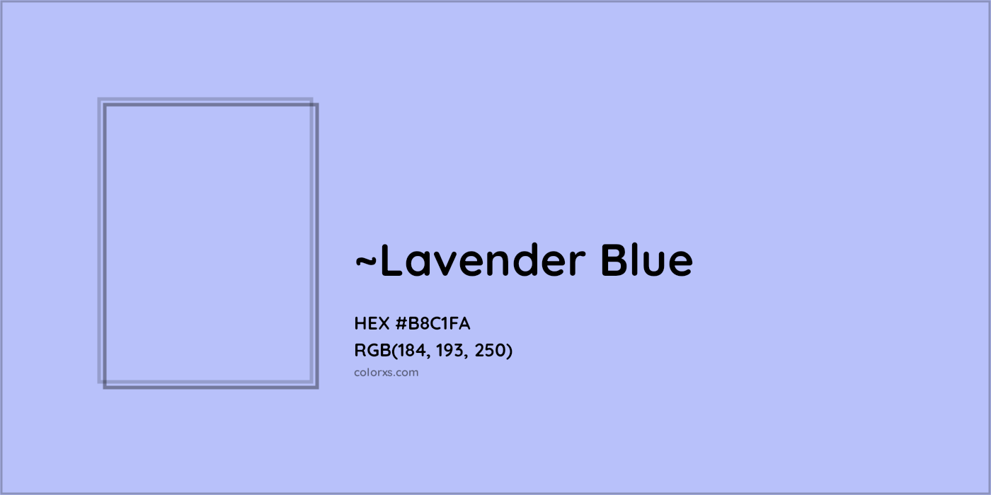 HEX #B8C1FA Color Name, Color Code, Palettes, Similar Paints, Images