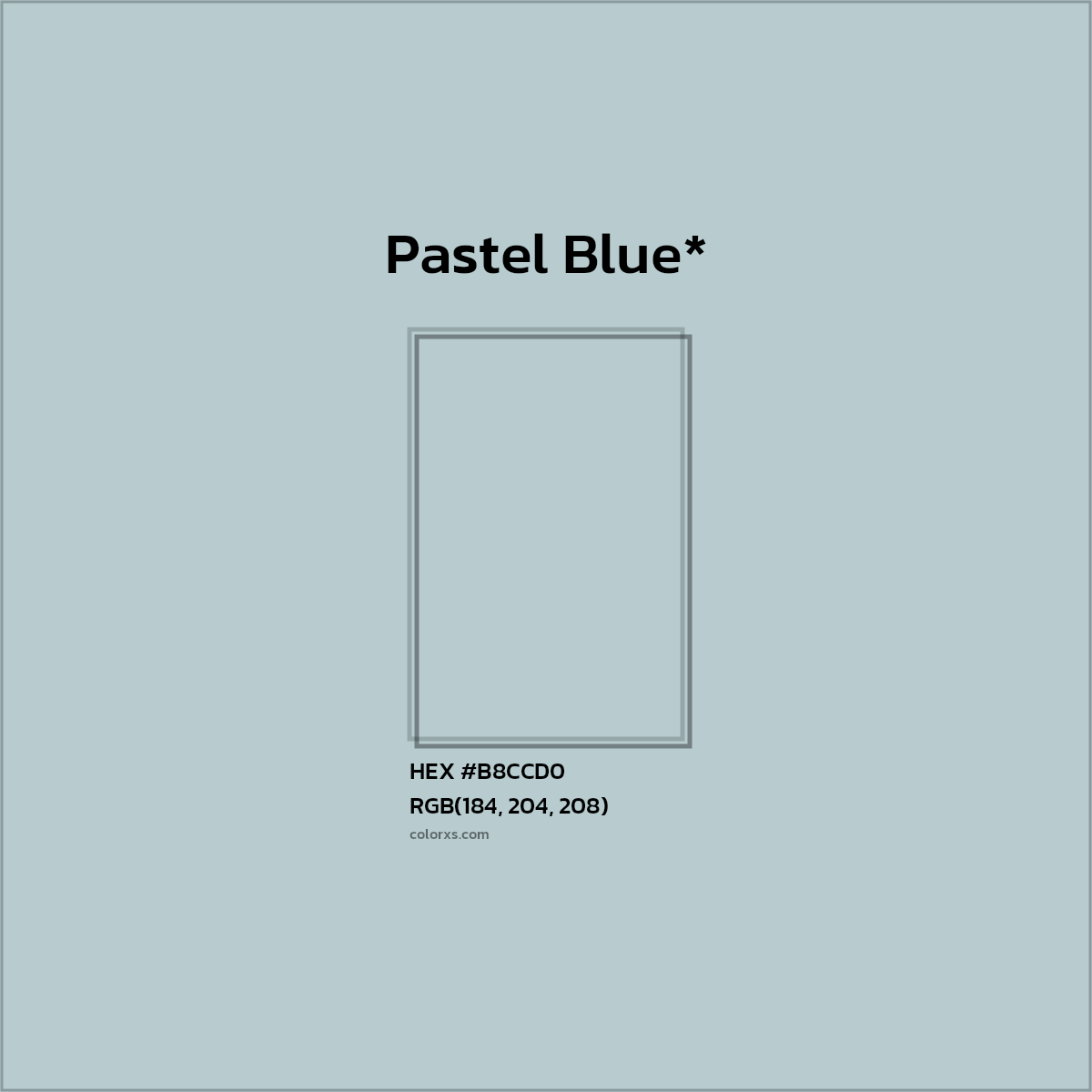 HEX #B8CCD0 Color Name, Color Code, Palettes, Similar Paints, Images