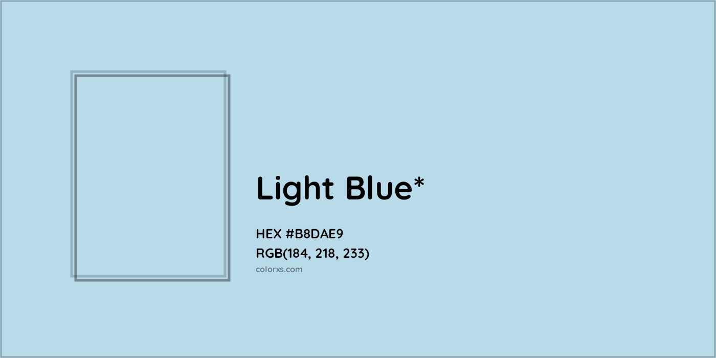 HEX #B8DAE9 Color Name, Color Code, Palettes, Similar Paints, Images