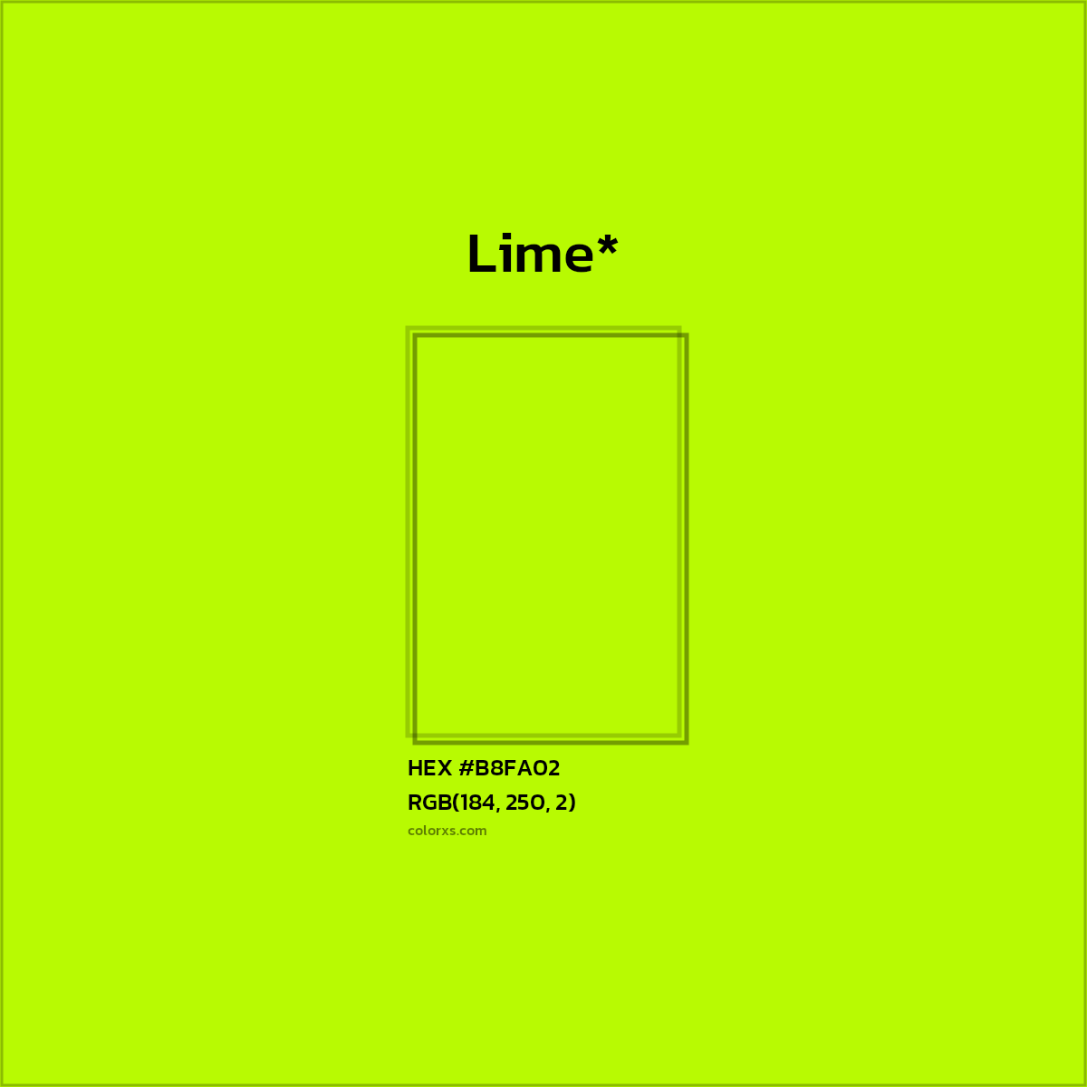 HEX #B8FA02 Color Name, Color Code, Palettes, Similar Paints, Images