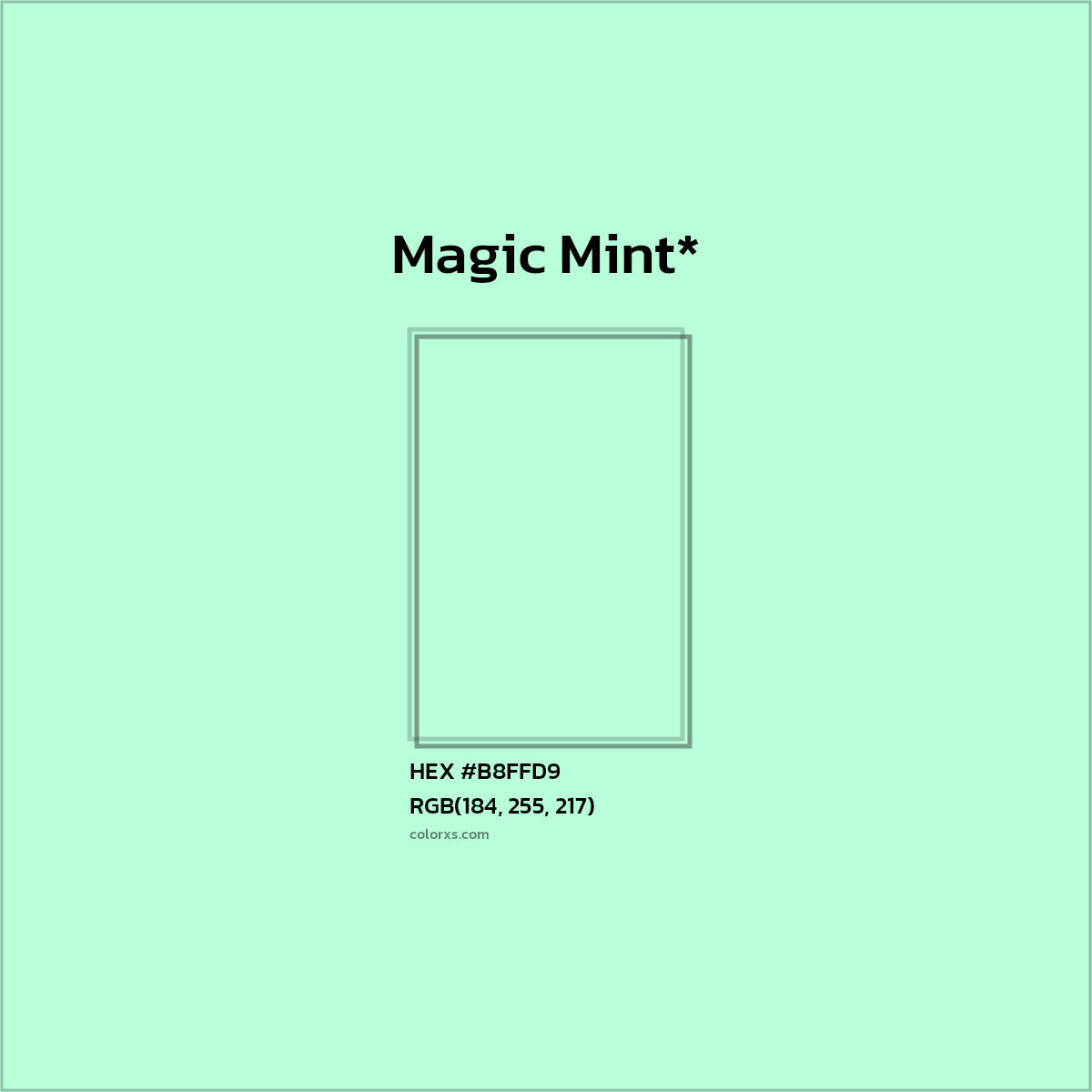 HEX #B8FFD9 Color Name, Color Code, Palettes, Similar Paints, Images