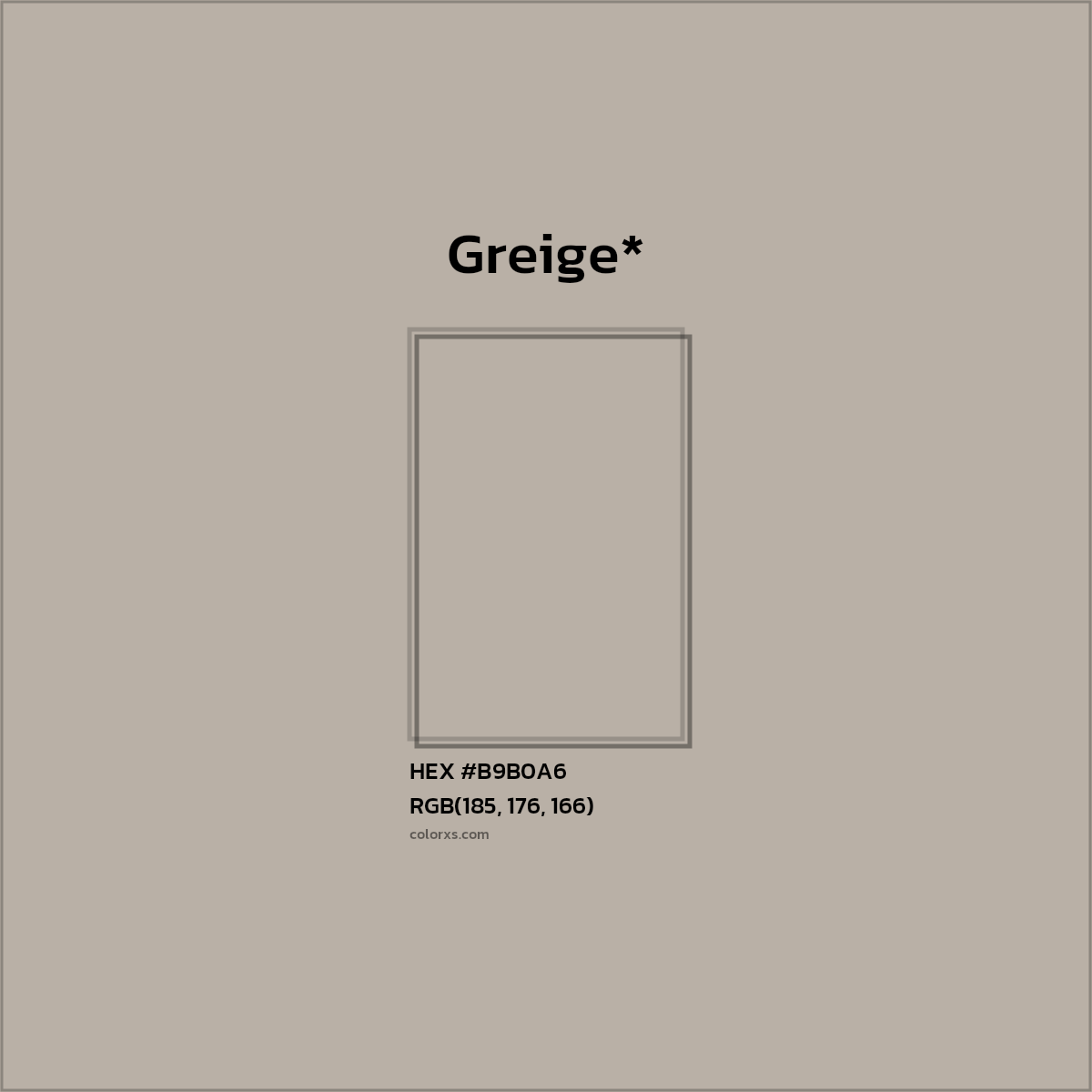 HEX #B9B0A6 Color Name, Color Code, Palettes, Similar Paints, Images