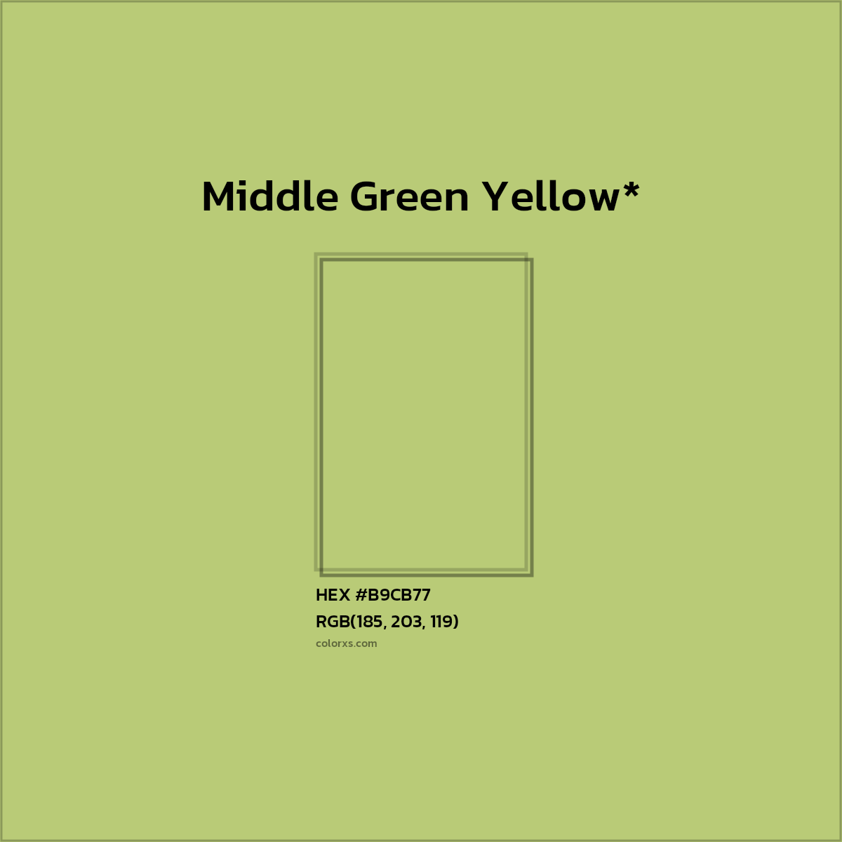 HEX #B9CB77 Color Name, Color Code, Palettes, Similar Paints, Images