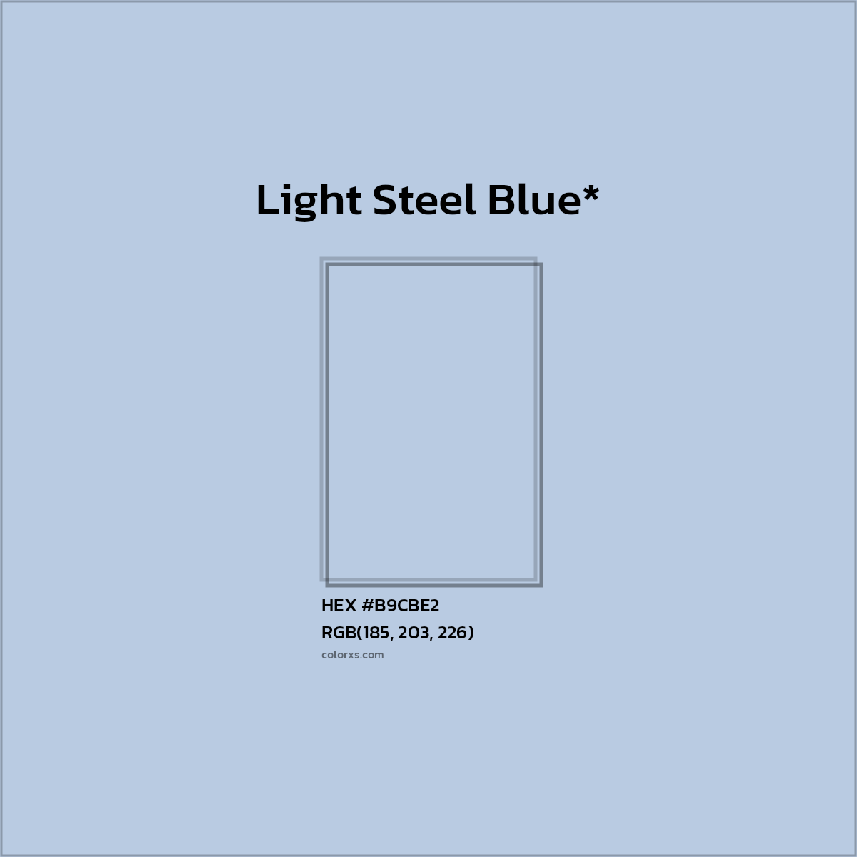 HEX #B9CBE2 Color Name, Color Code, Palettes, Similar Paints, Images