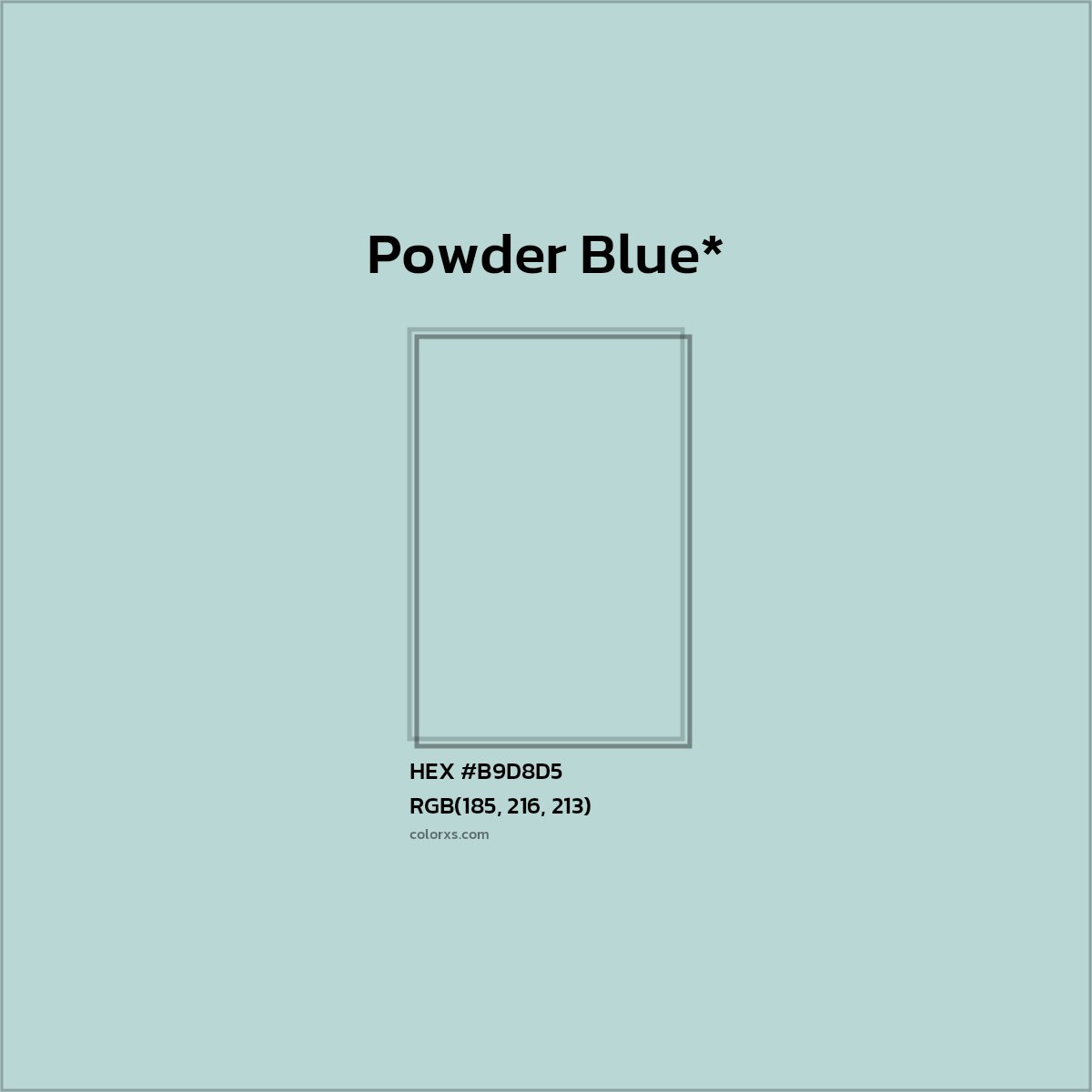 HEX #B9D8D5 Color Name, Color Code, Palettes, Similar Paints, Images