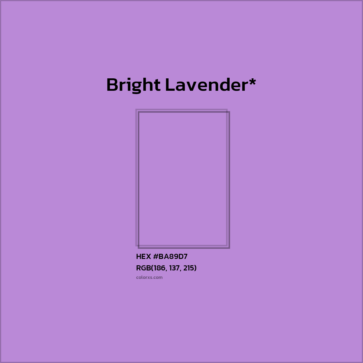 HEX #BA89D7 Color Name, Color Code, Palettes, Similar Paints, Images