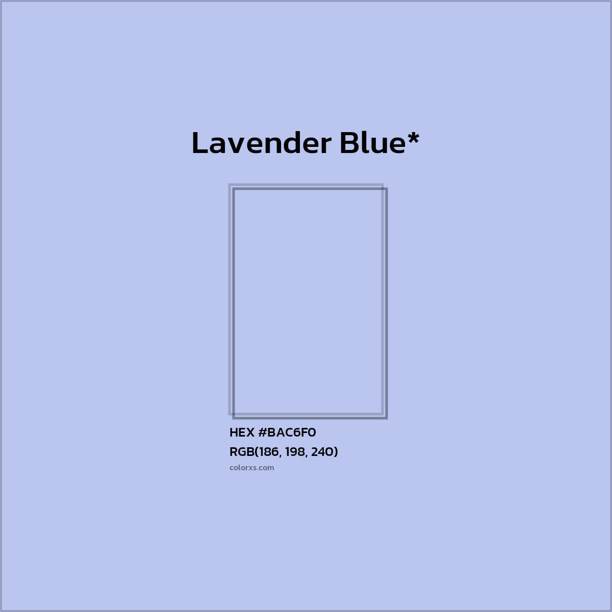 HEX #BAC6F0 Color Name, Color Code, Palettes, Similar Paints, Images