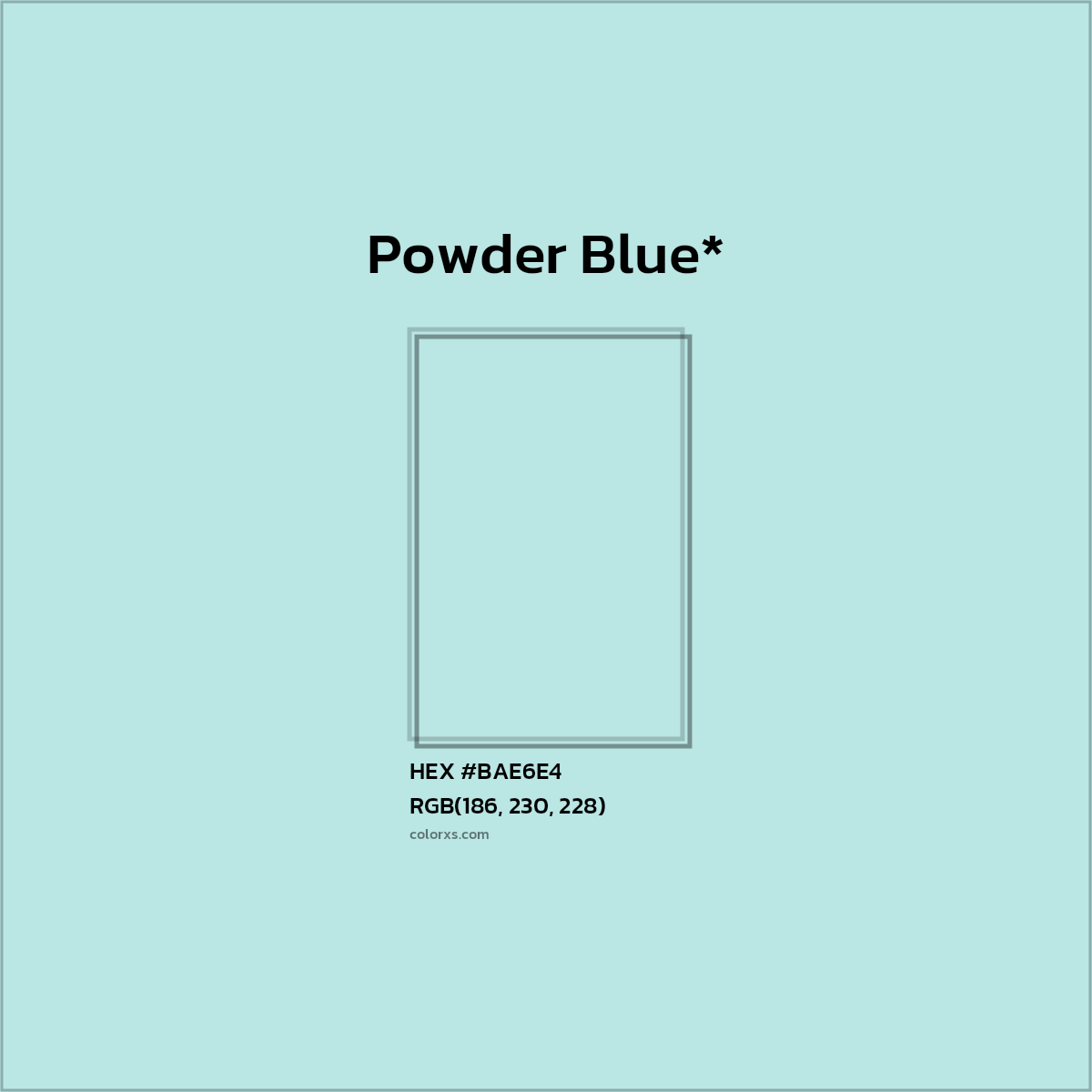 HEX #BAE6E4 Color Name, Color Code, Palettes, Similar Paints, Images