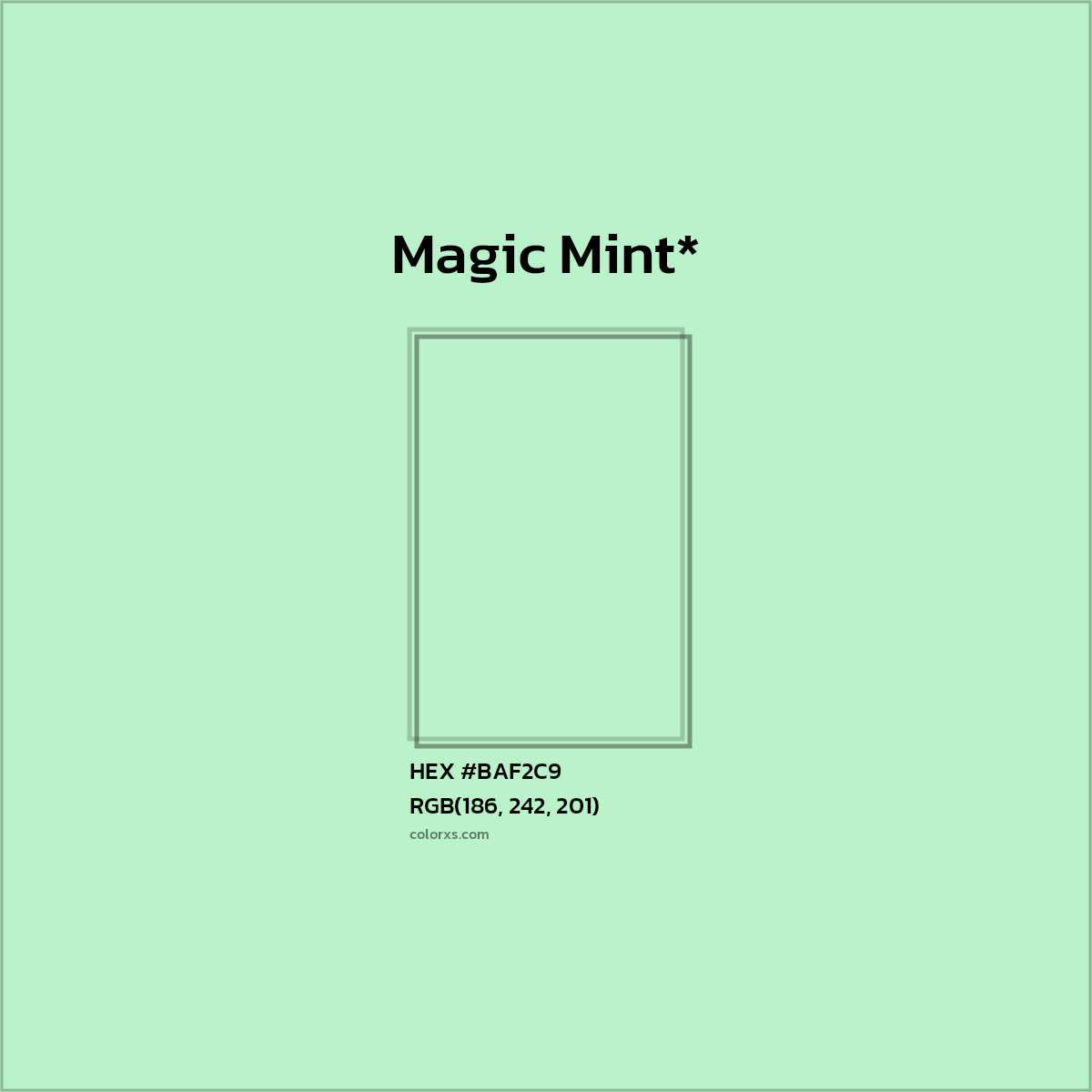 HEX #BAF2C9 Color Name, Color Code, Palettes, Similar Paints, Images