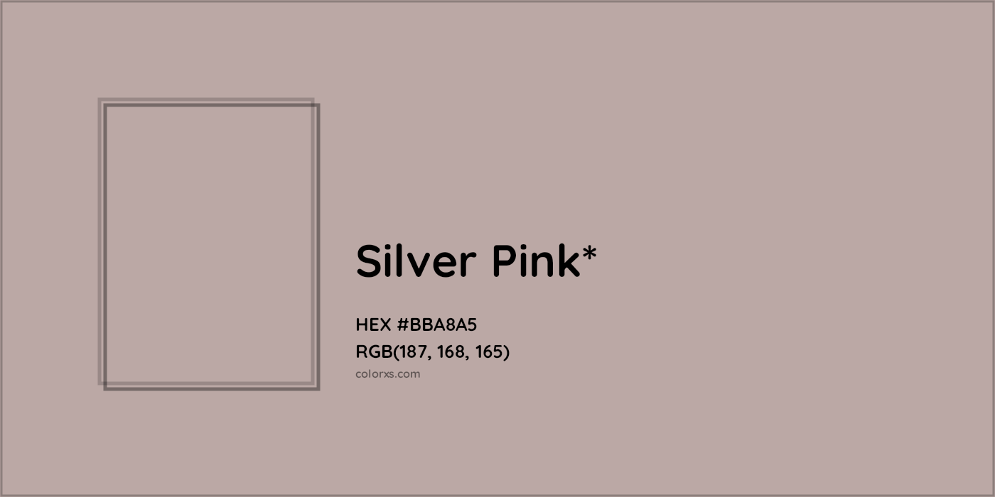 HEX #BBA8A5 Color Name, Color Code, Palettes, Similar Paints, Images