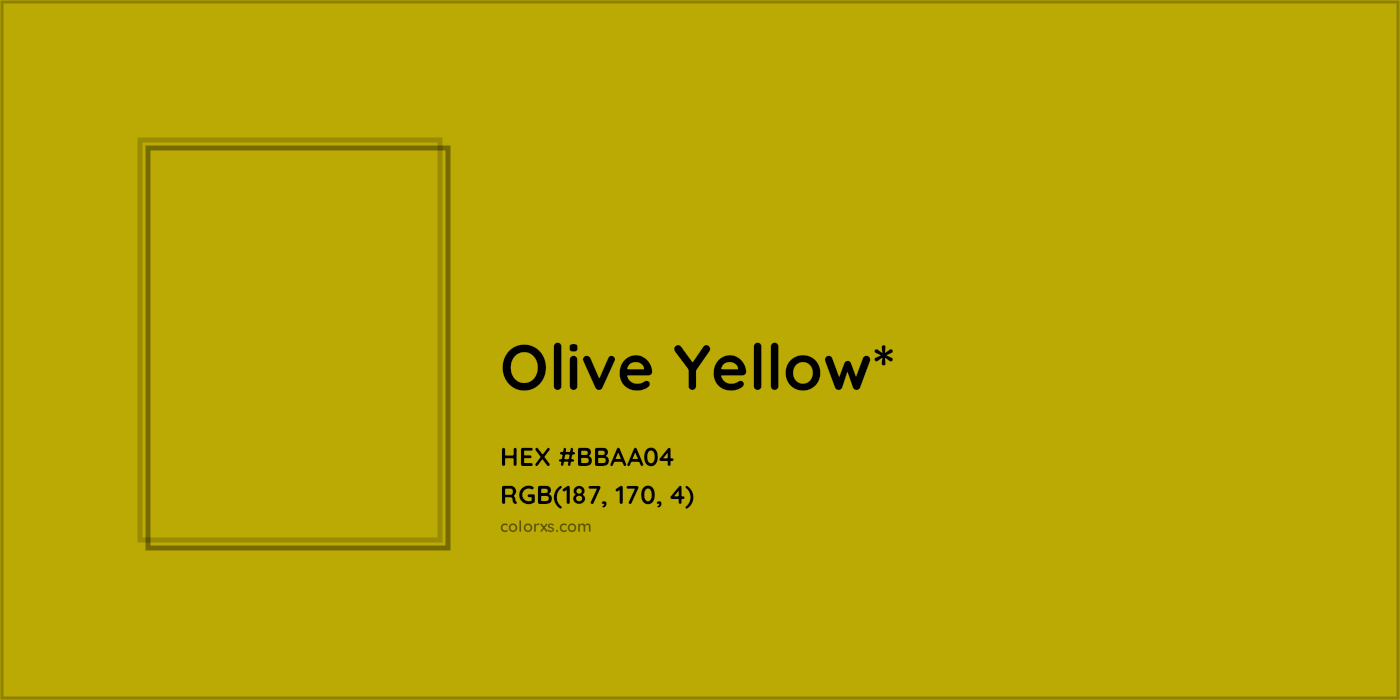 HEX #BBAA04 Color Name, Color Code, Palettes, Similar Paints, Images