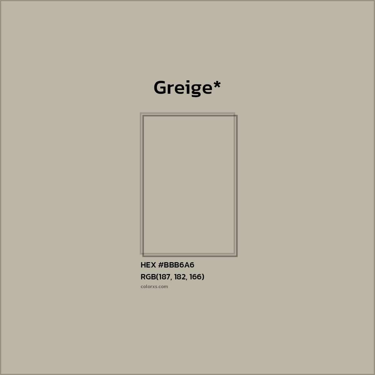HEX #BBB6A6 Color Name, Color Code, Palettes, Similar Paints, Images