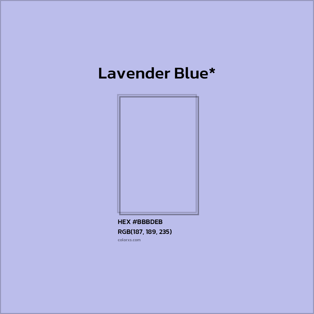HEX #BBBDEB Color Name, Color Code, Palettes, Similar Paints, Images