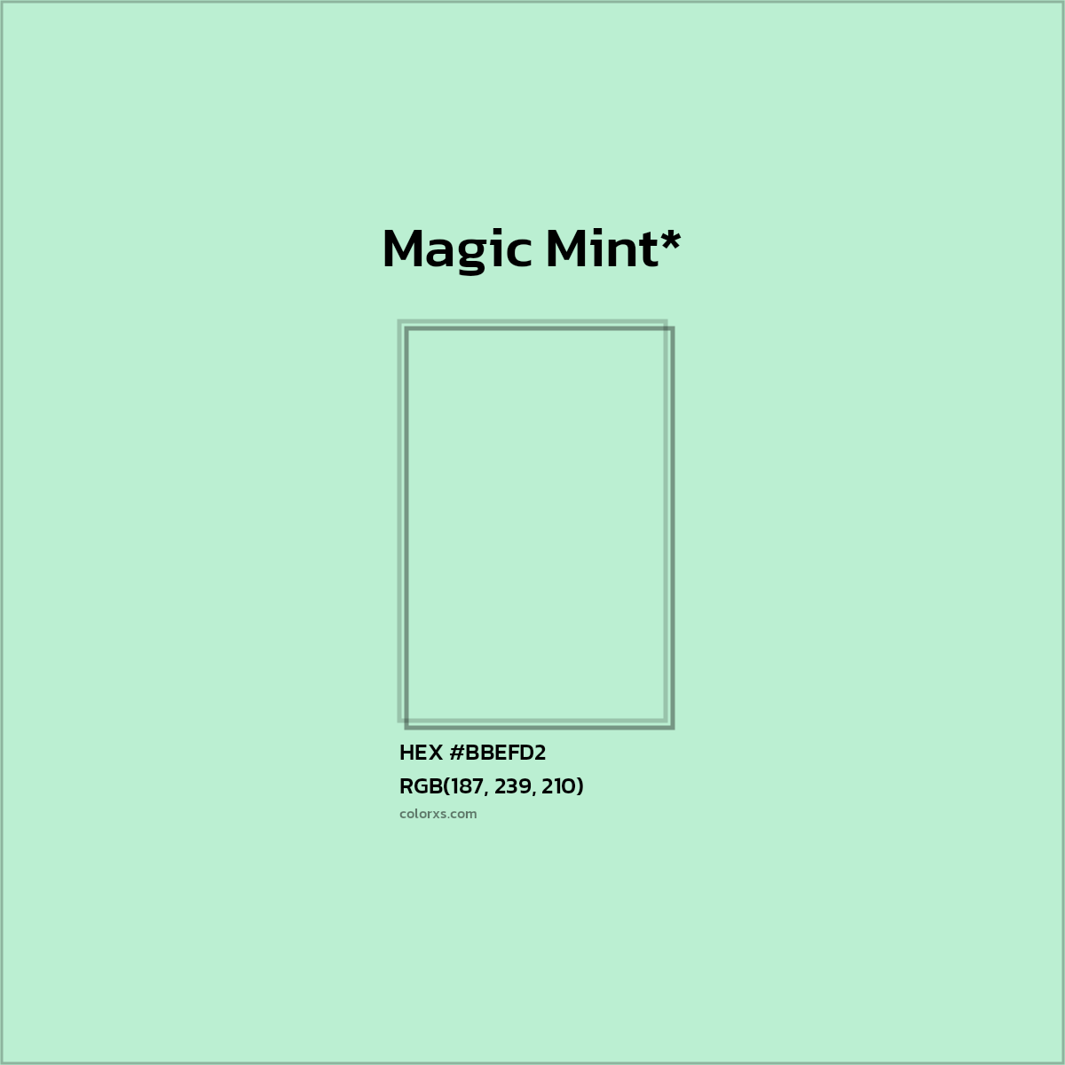 HEX #BBEFD2 Color Name, Color Code, Palettes, Similar Paints, Images